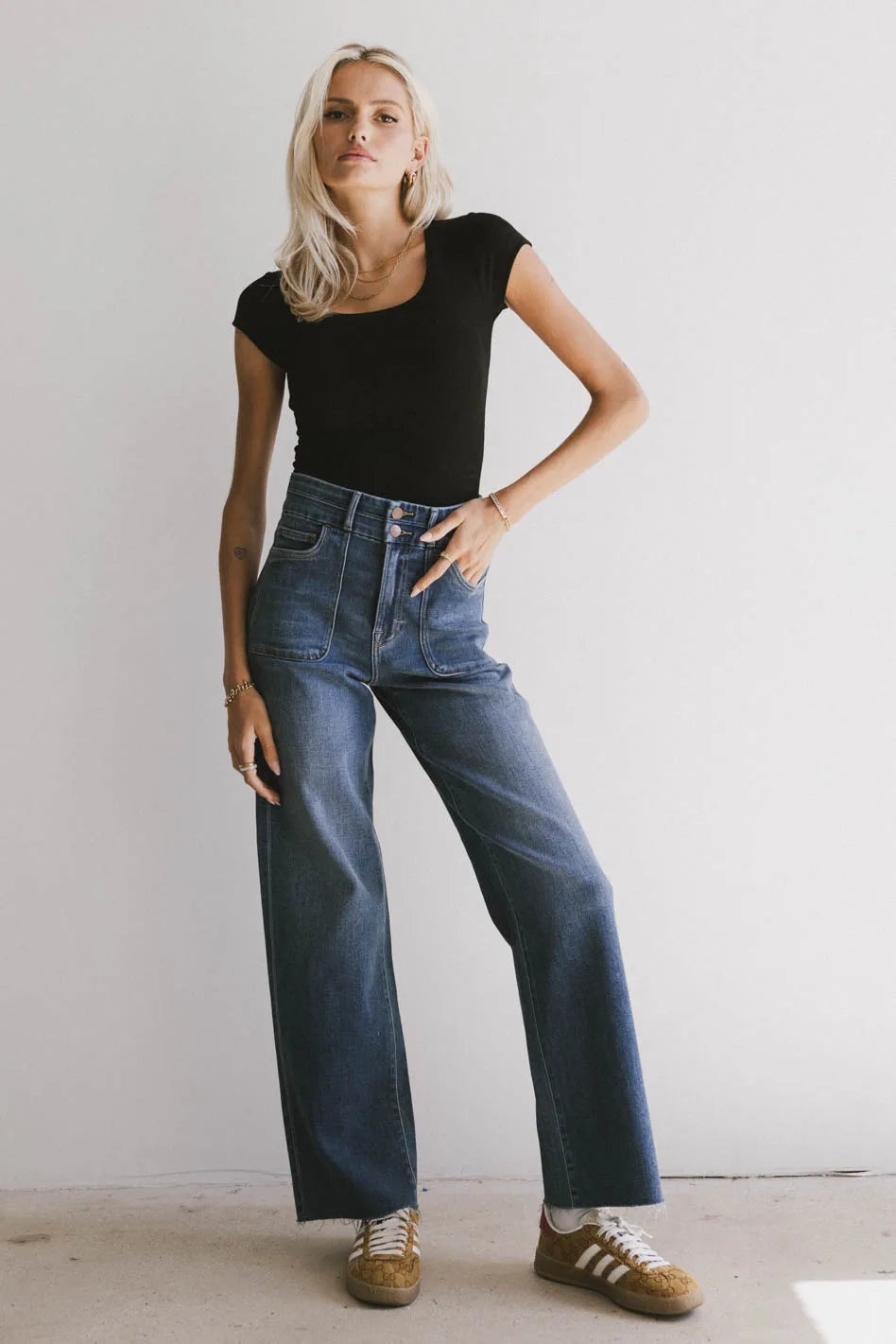 Freya Ribbed Top in Black