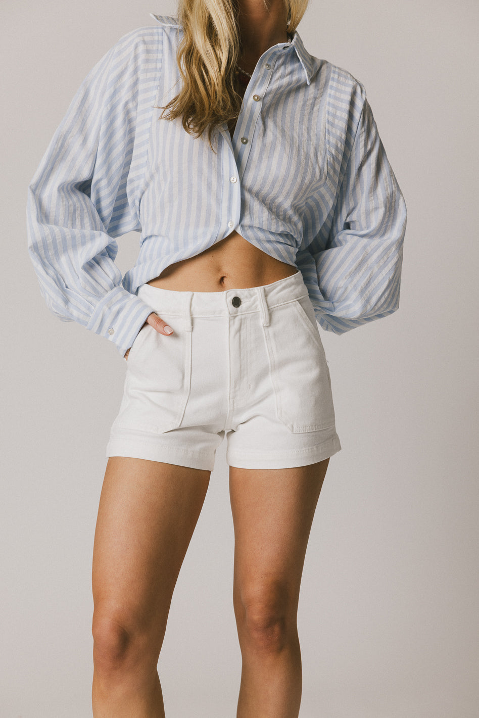 Maggie Utility Shorts in White - FINAL SALE