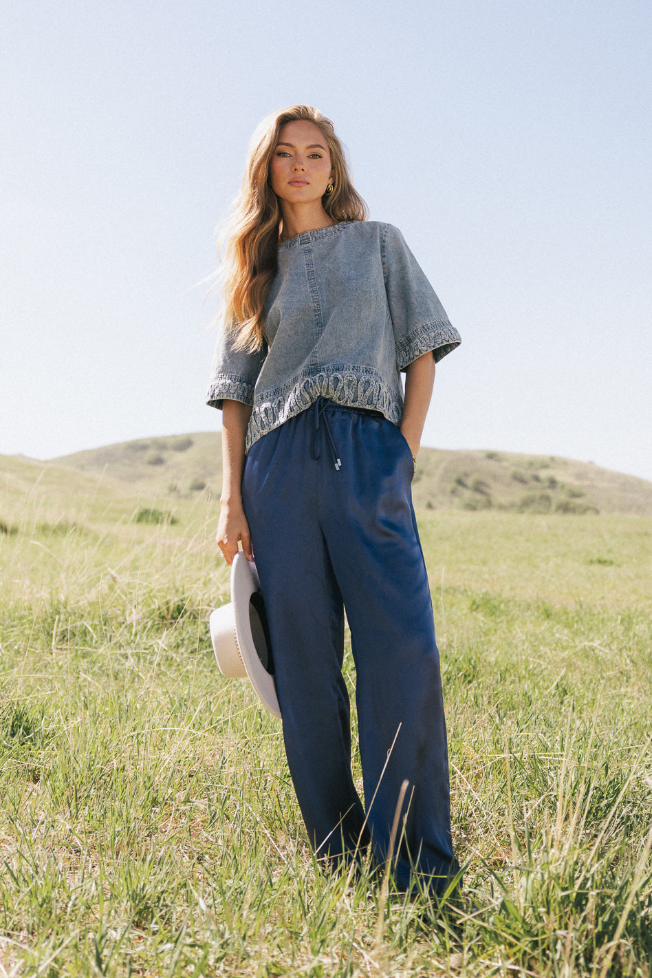 Jana Light Wash Denim Top - FINAL SALE