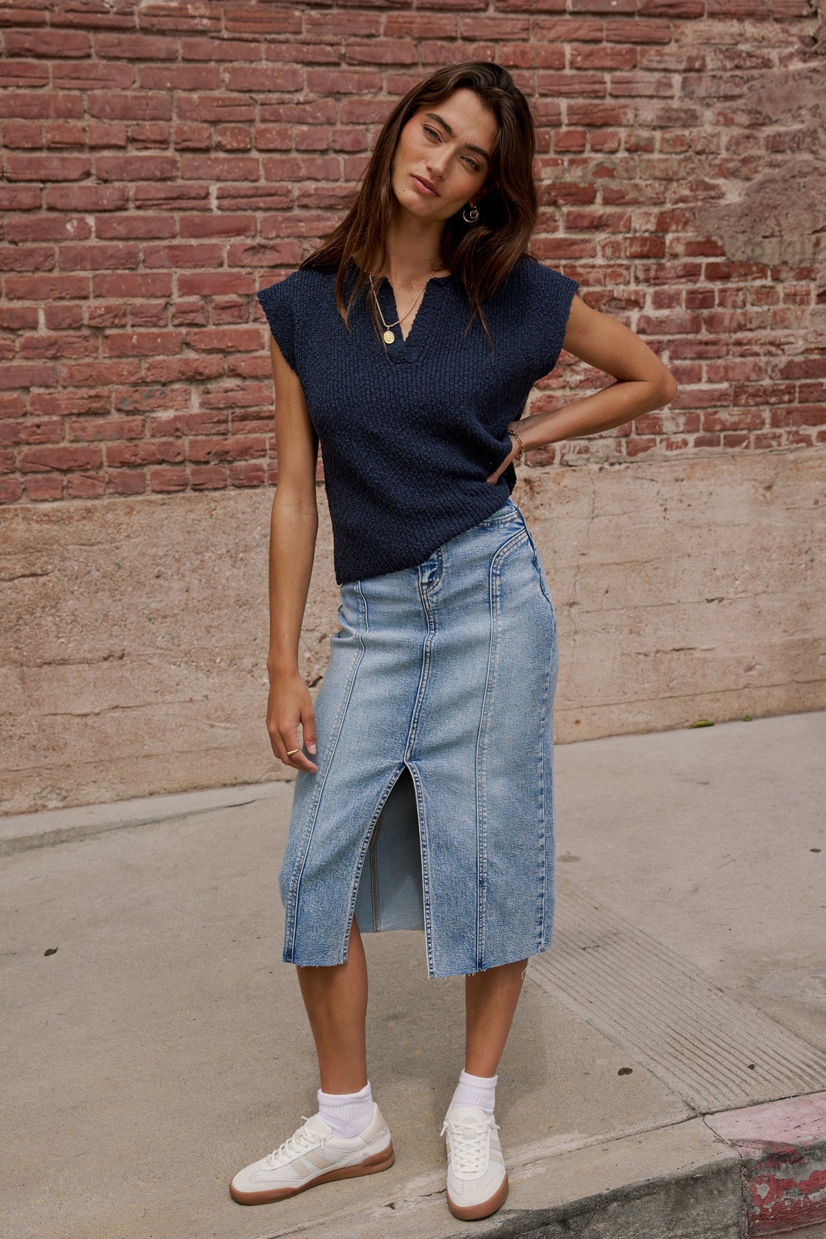 Aliza Denim Midi Skirt - FINAL SALE