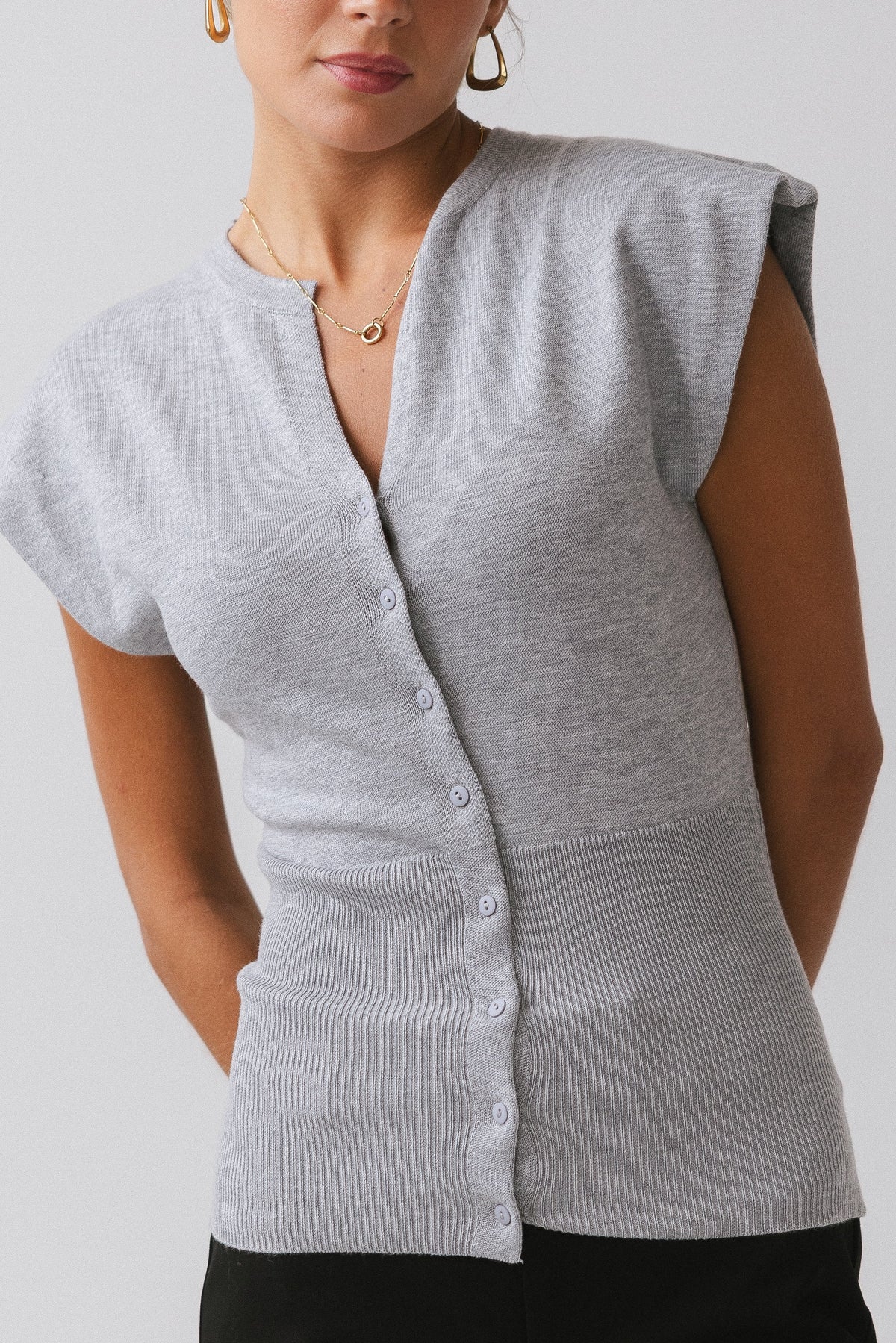 Marco Knit Top in Heather Grey