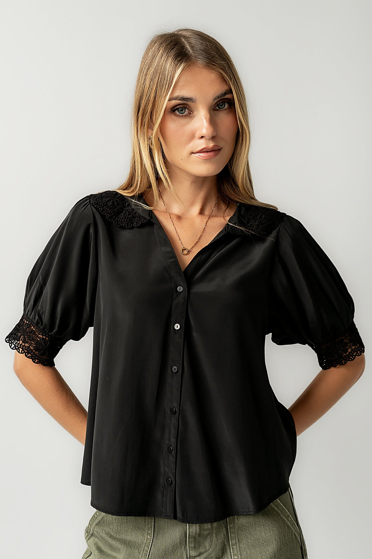 Zayne Button Up in Black - FINAL SALE