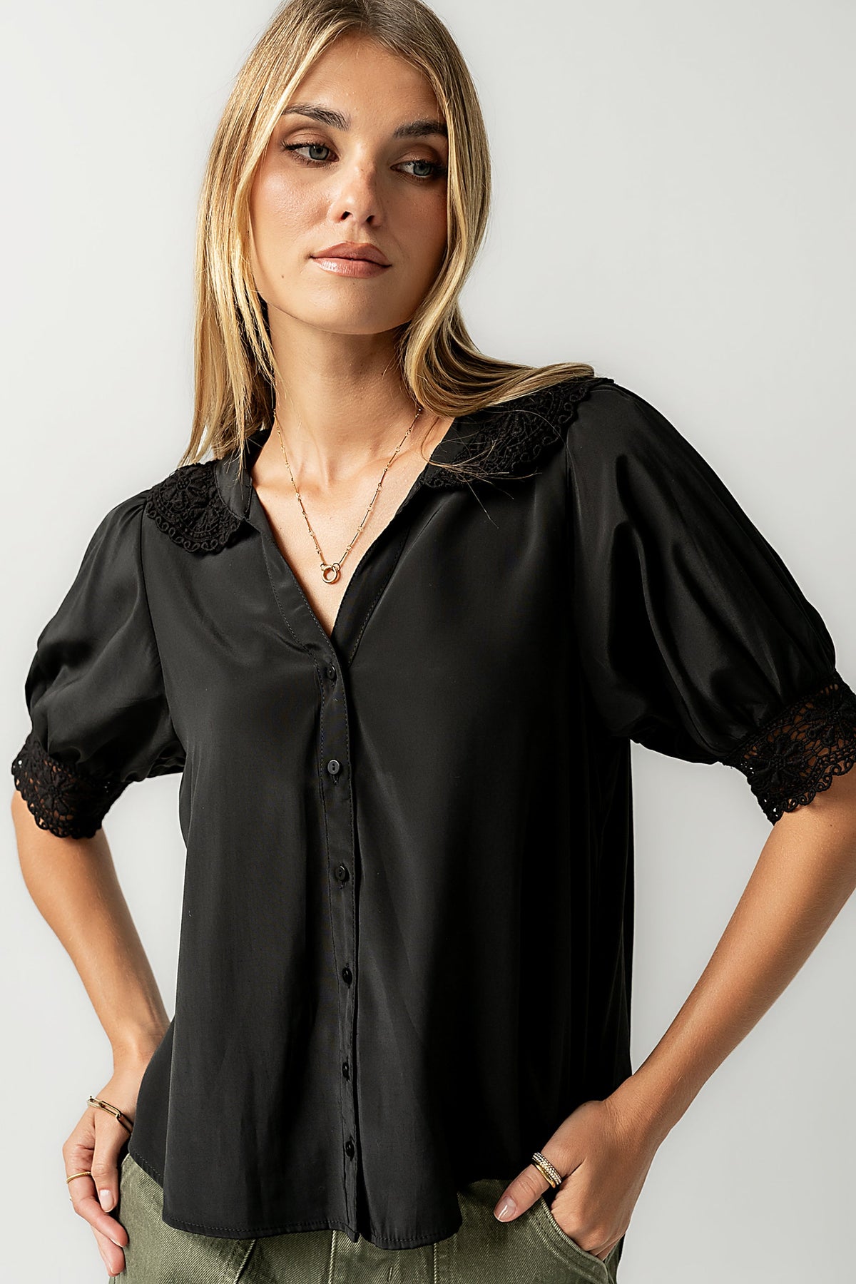 Zayne Button Up in Black - FINAL SALE