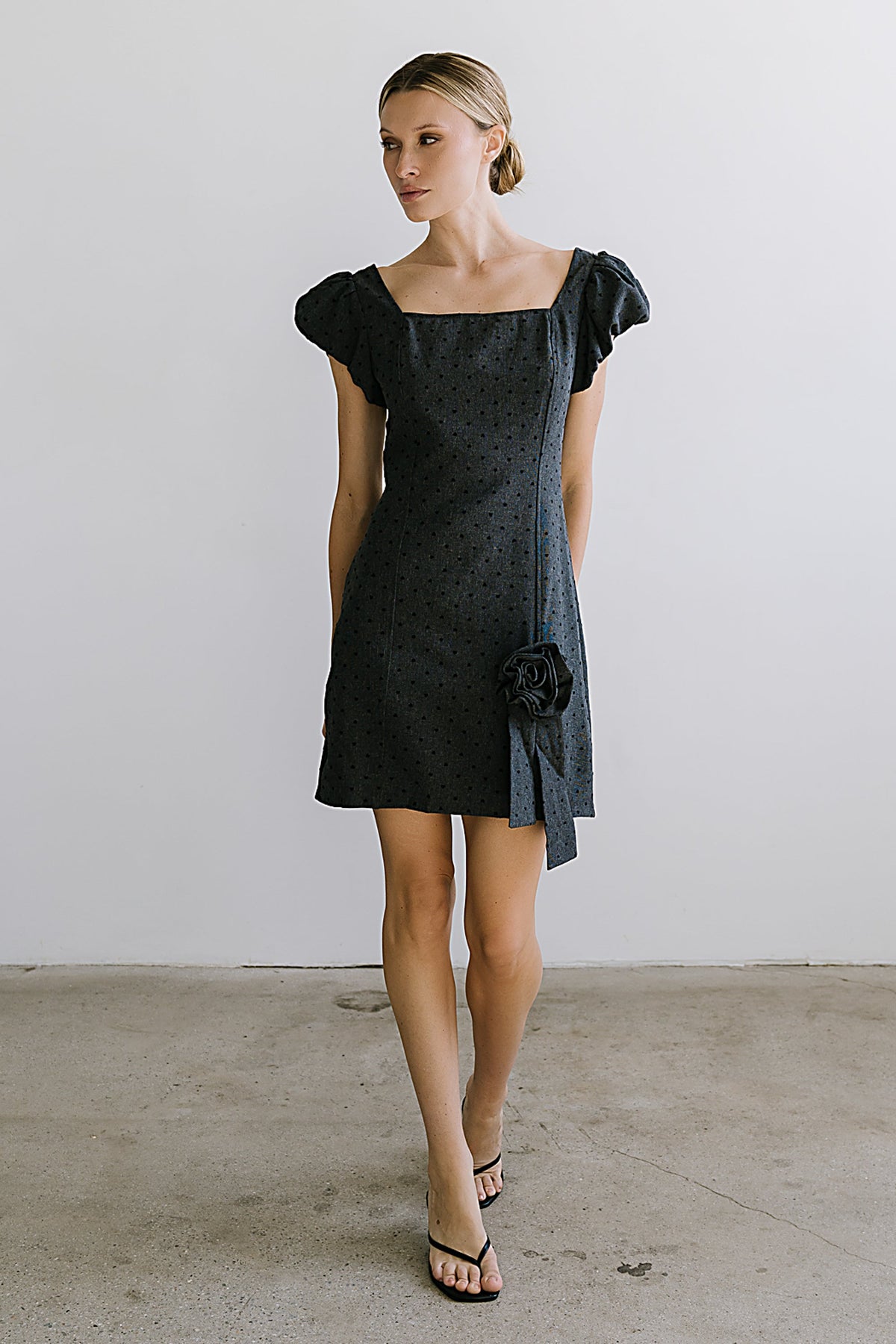 Joana Mini Dress in Charcoal - FINAL SALE