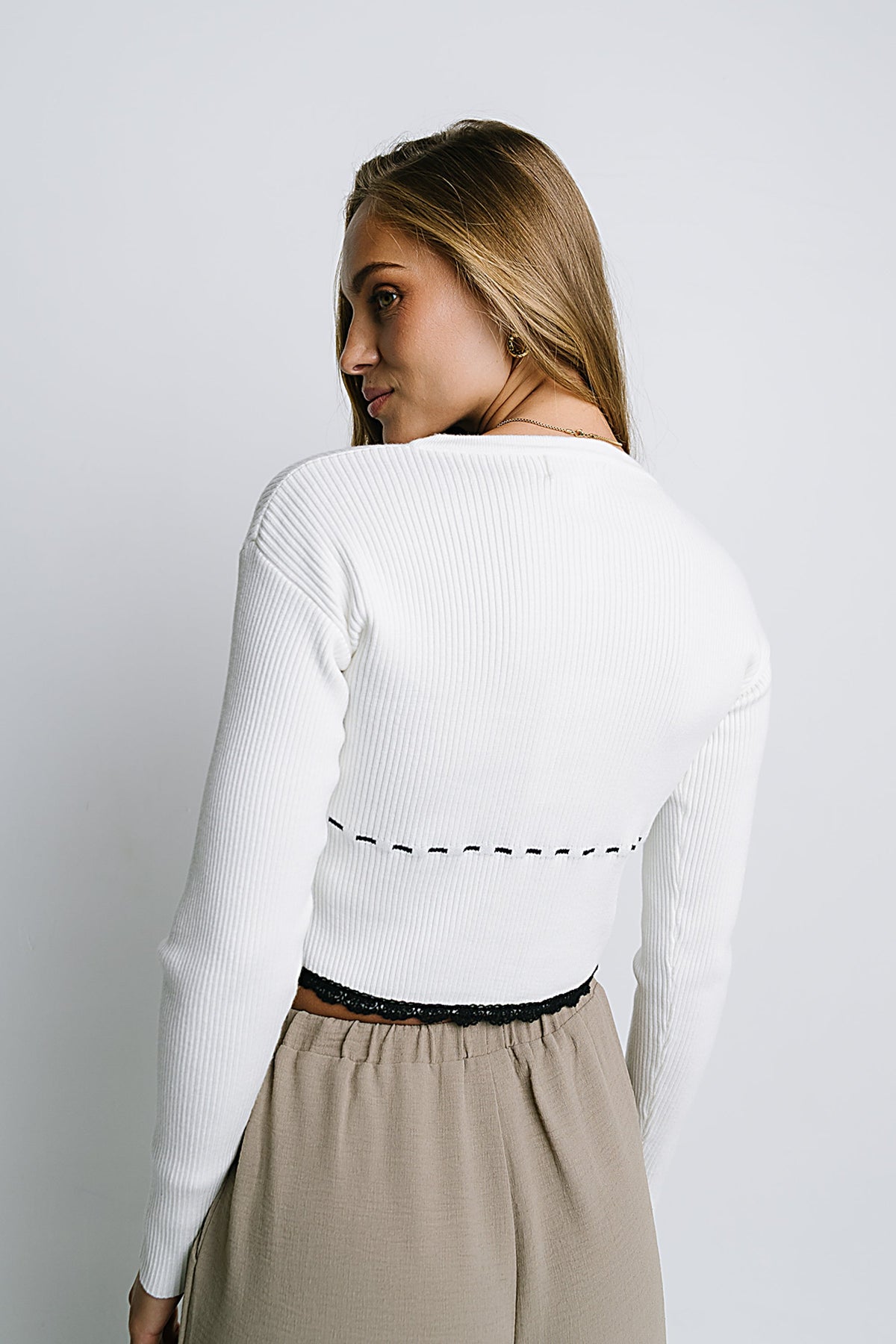 Irene Ribbed Sweater in Cream - FINAL SALE