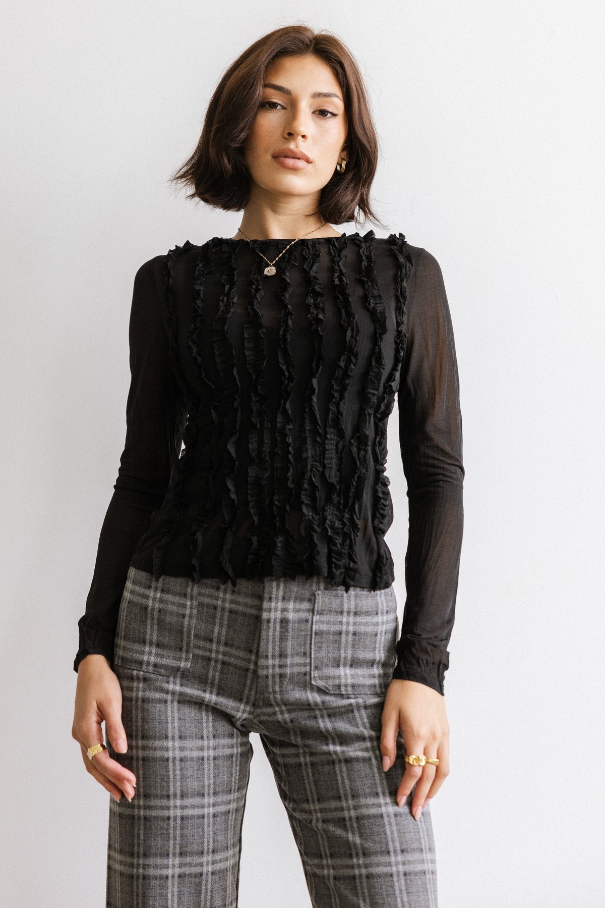 Marie Sheer Top in Black - FINAL SALE