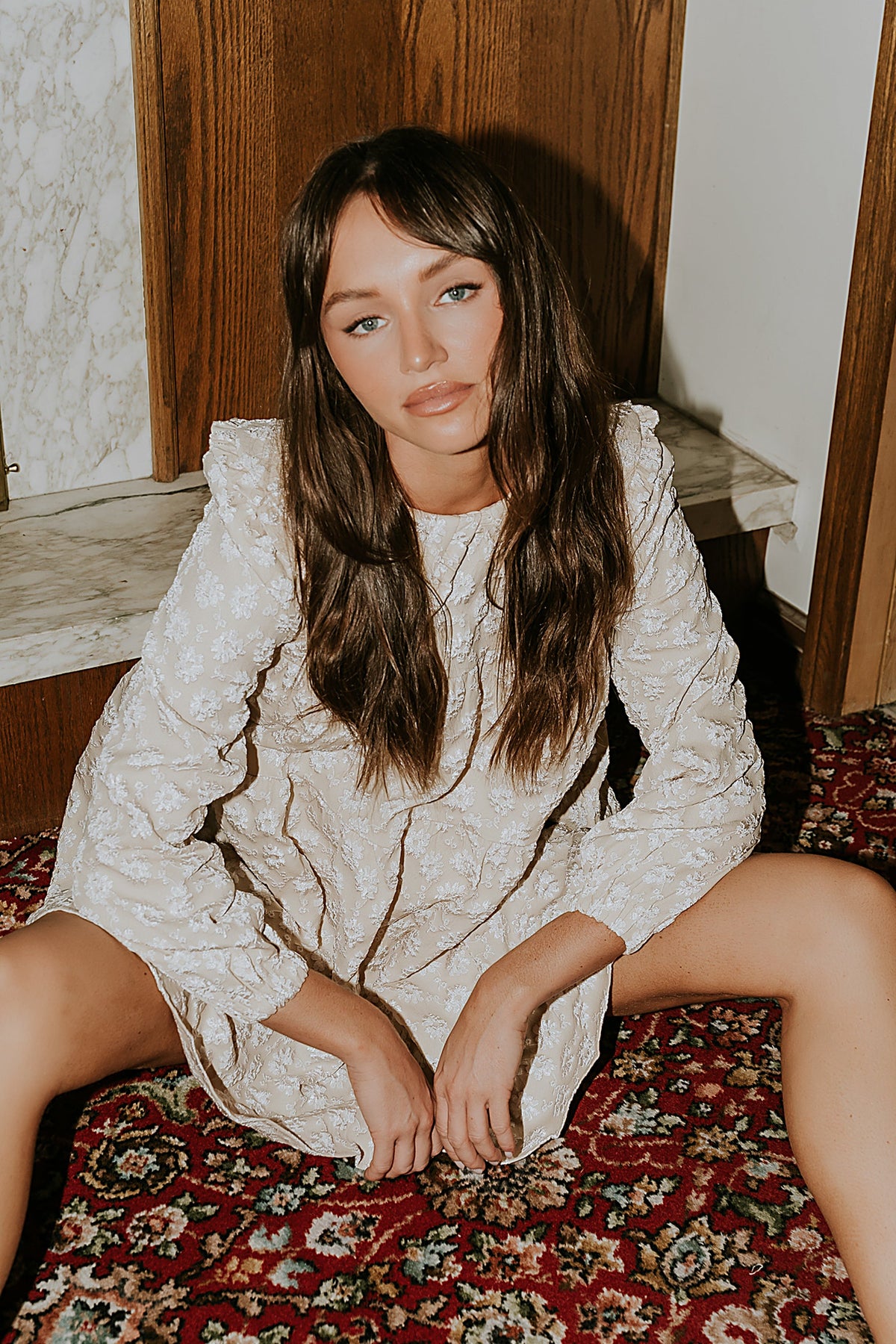 Liam Floral Mini Dress in Oatmeal - FINAL SALE