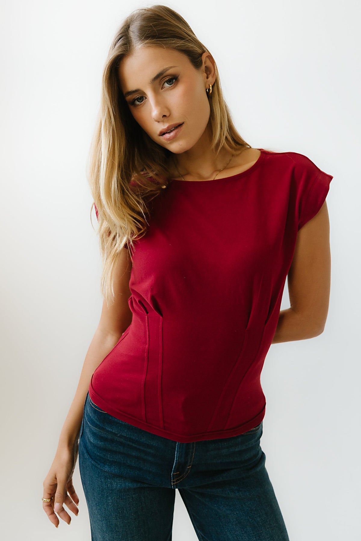 Tam Pleated Top in Red