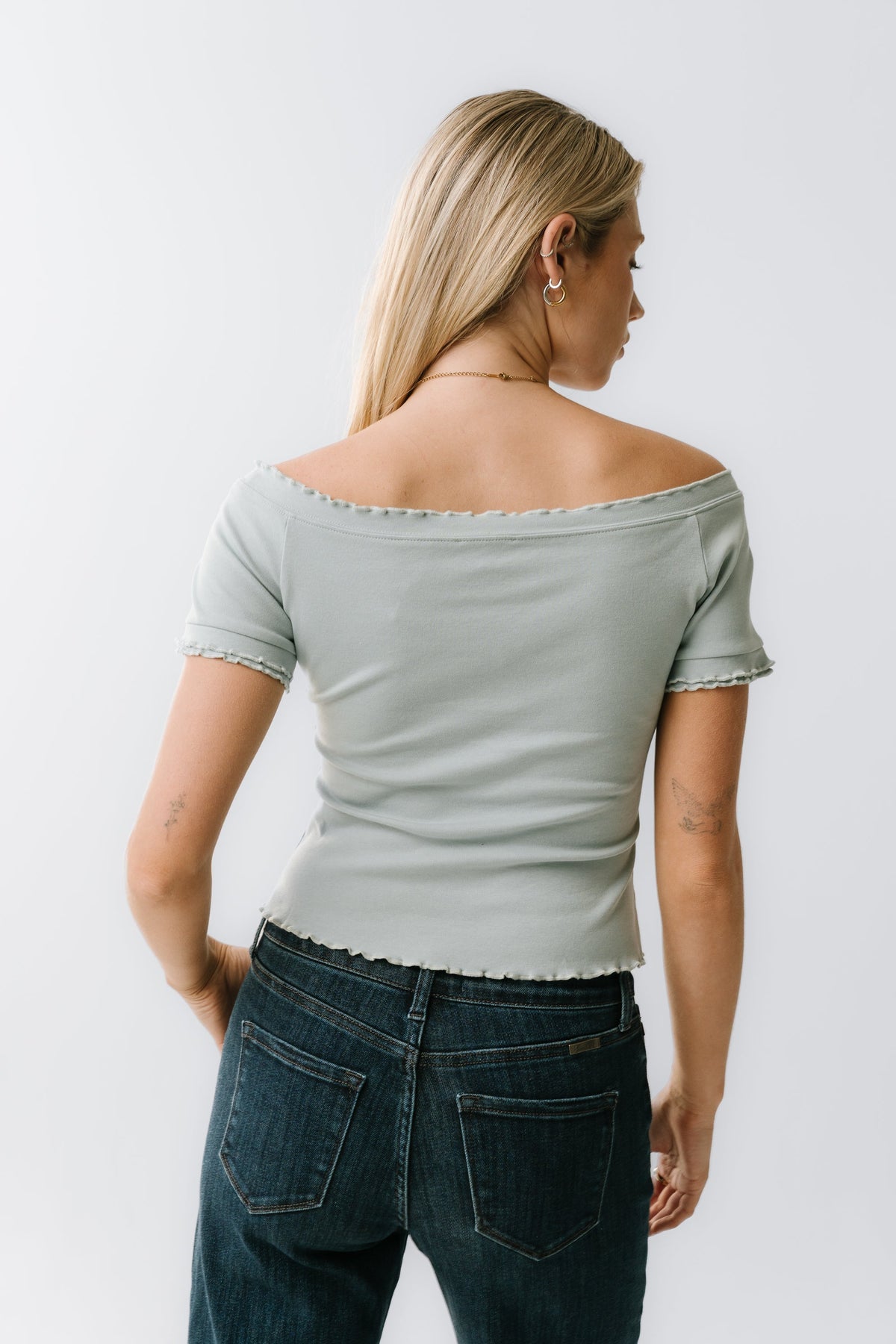 Hannah Lettuce Edge Top in Blue - FINAL SALE