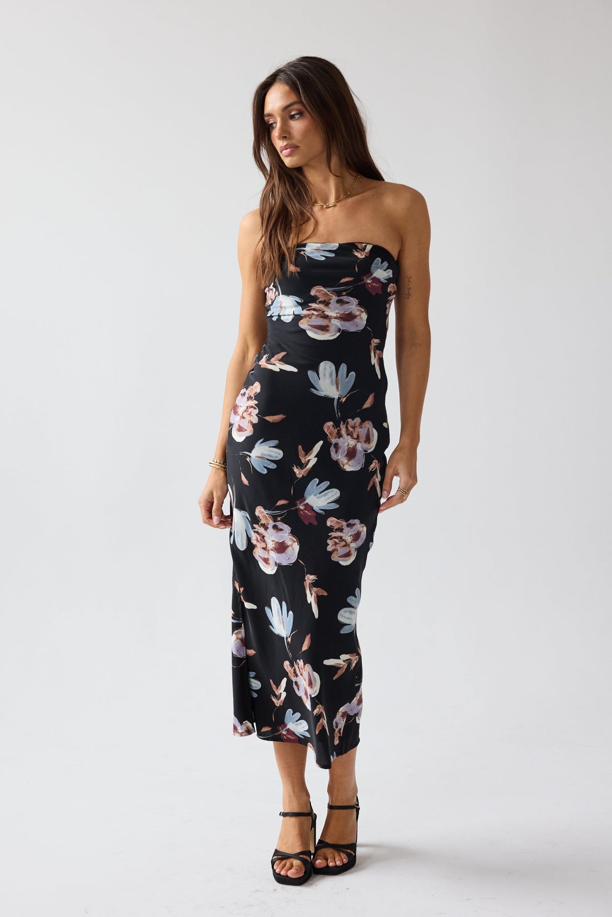 Kendall Strapless Midi Dress in Black - FINAL SALE