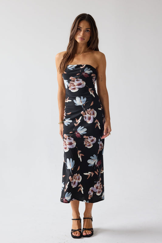 Kendall Strapless Midi Dress in Black - FINAL SALE