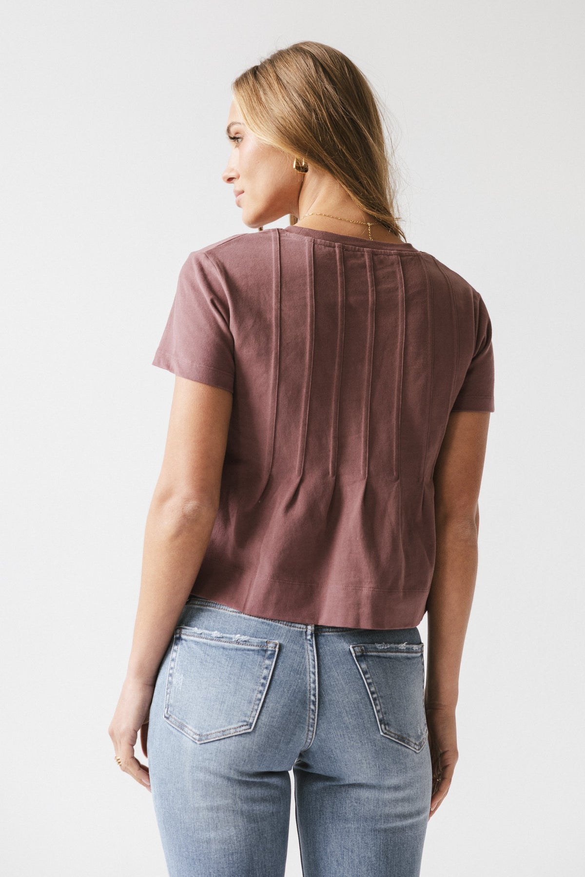 Cattelain Pleated Top in Plum - FINAL SALE