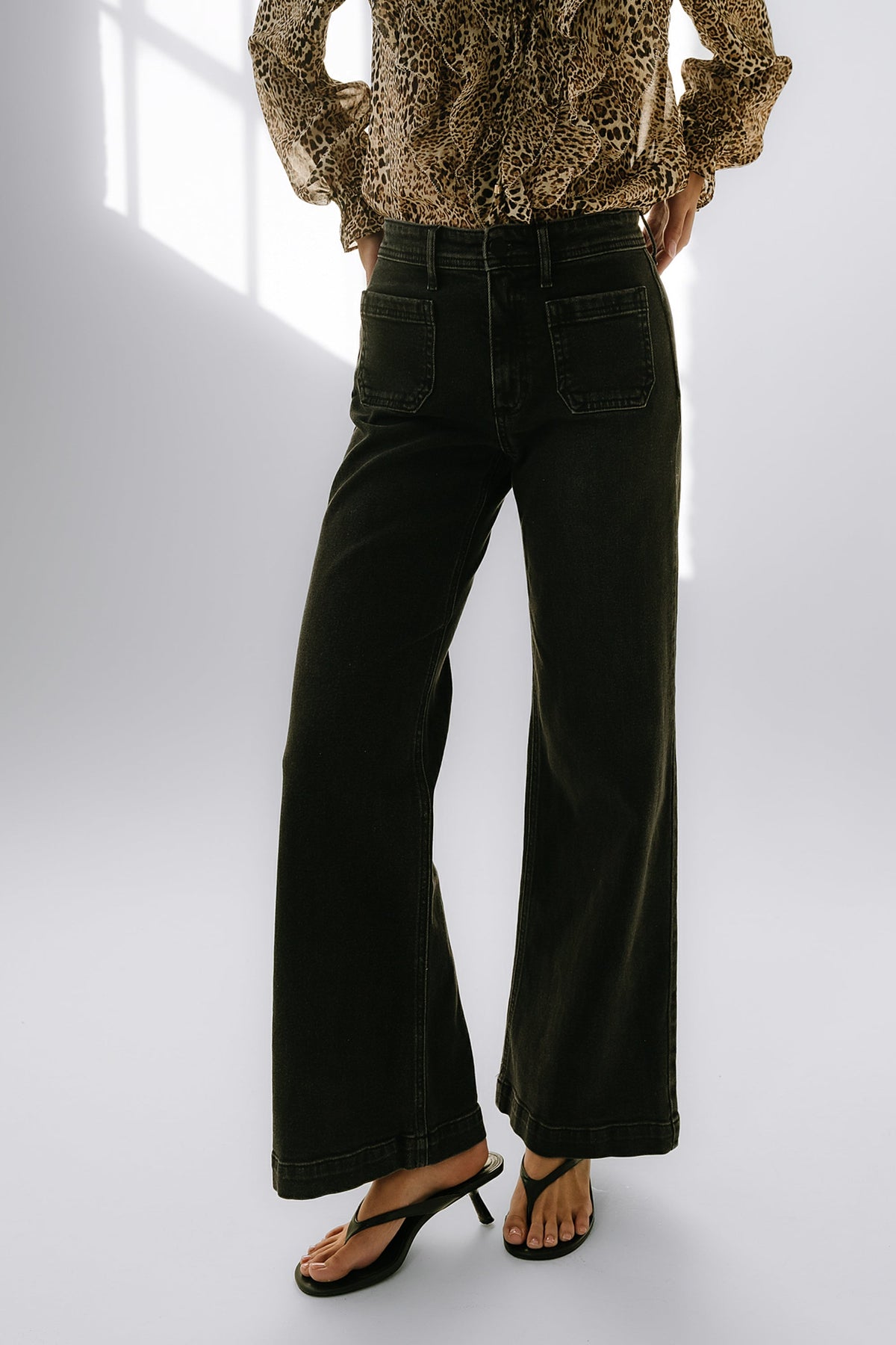 Alexia Wide Leg Jeans in Washed Black - FINAL SALE