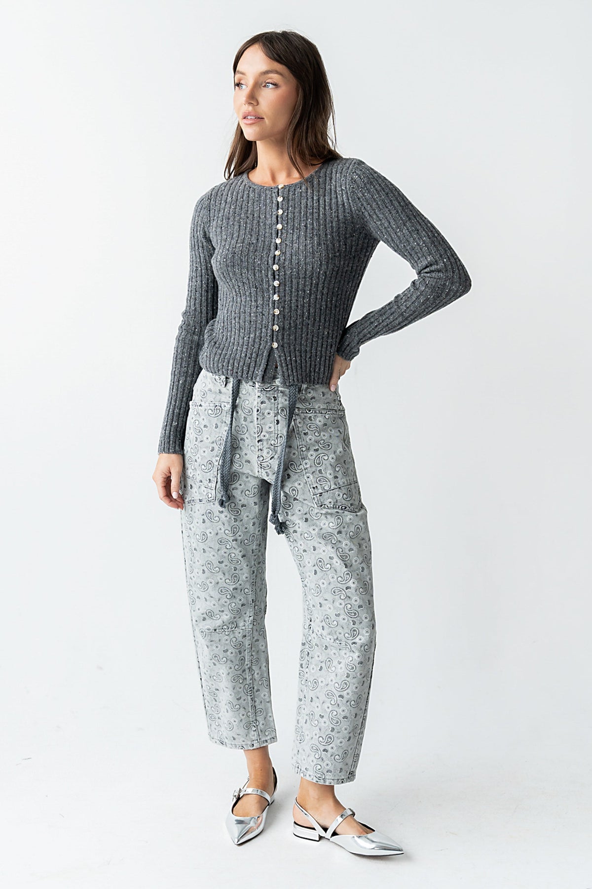 Paisley Printed Barrel Jeans - FINAL SALE