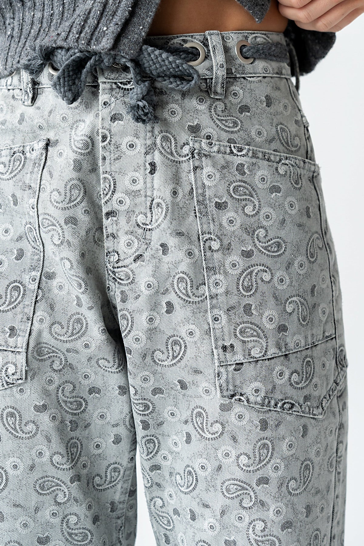 Paisley Printed Barrel Jeans - FINAL SALE
