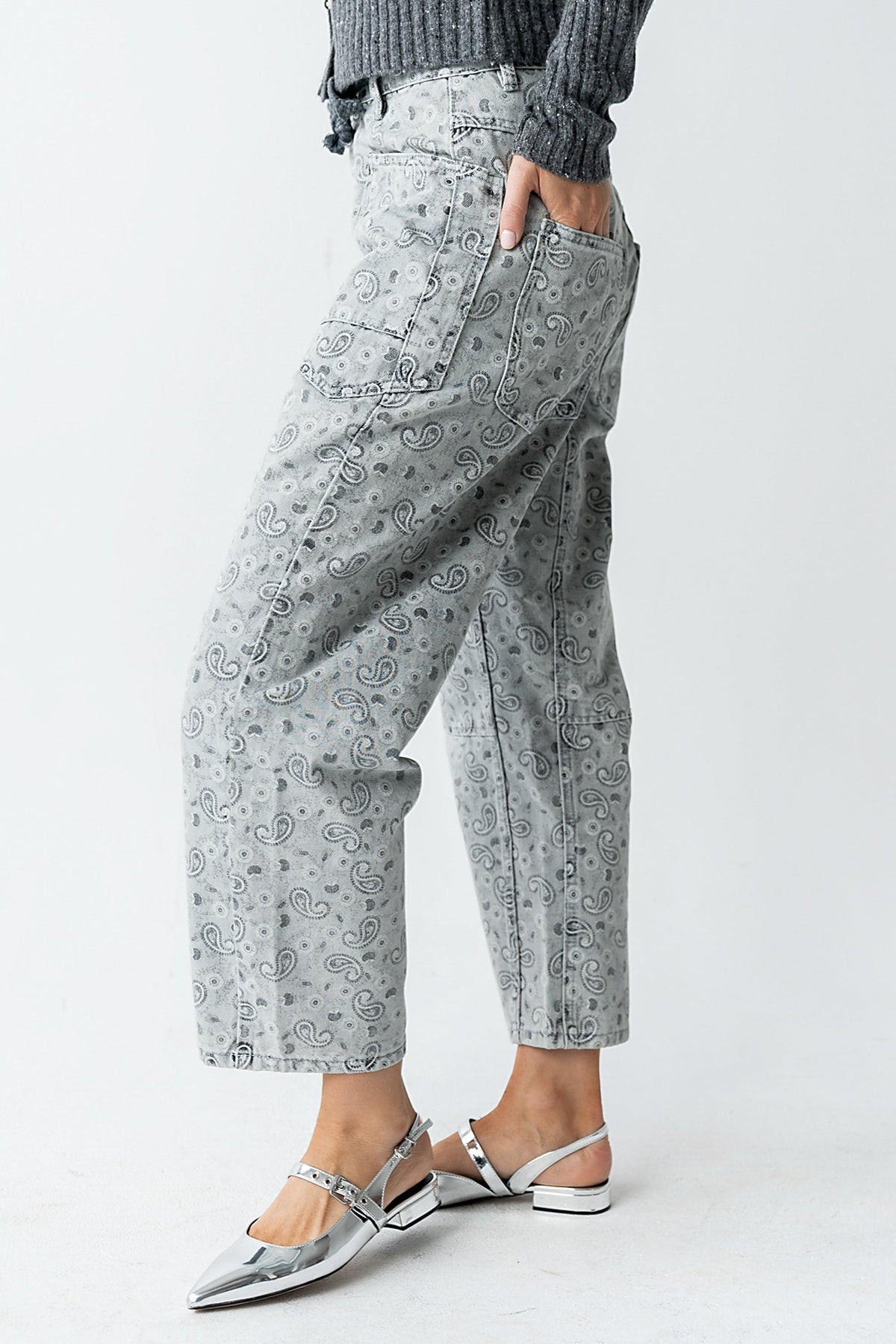 Paisley Printed Barrel Jeans - FINAL SALE