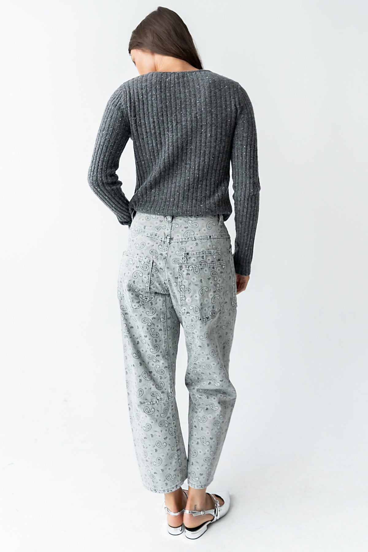 Paisley Printed Barrel Jeans - FINAL SALE