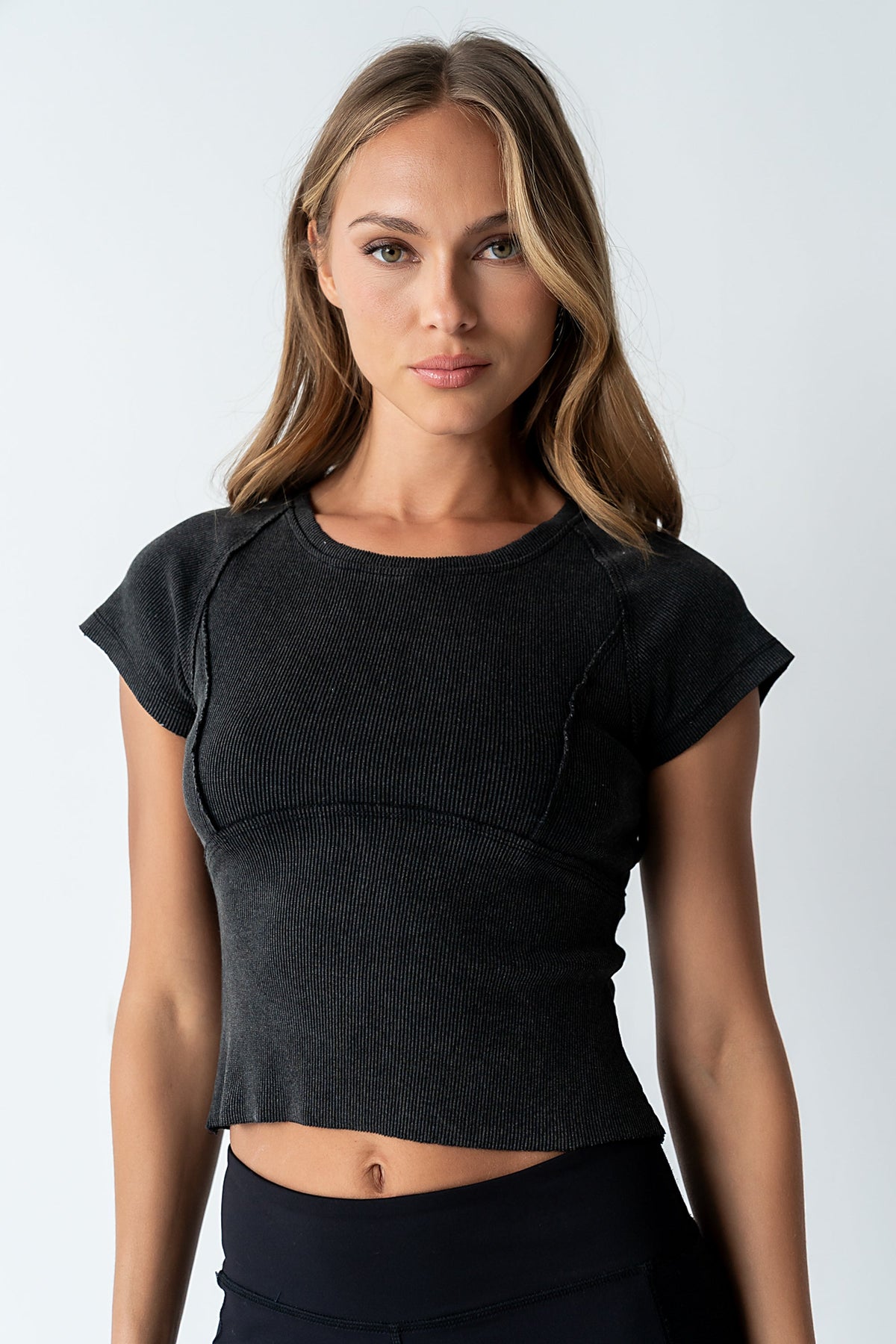 Millie Reverse Seam Top in Black - FINAL SALE