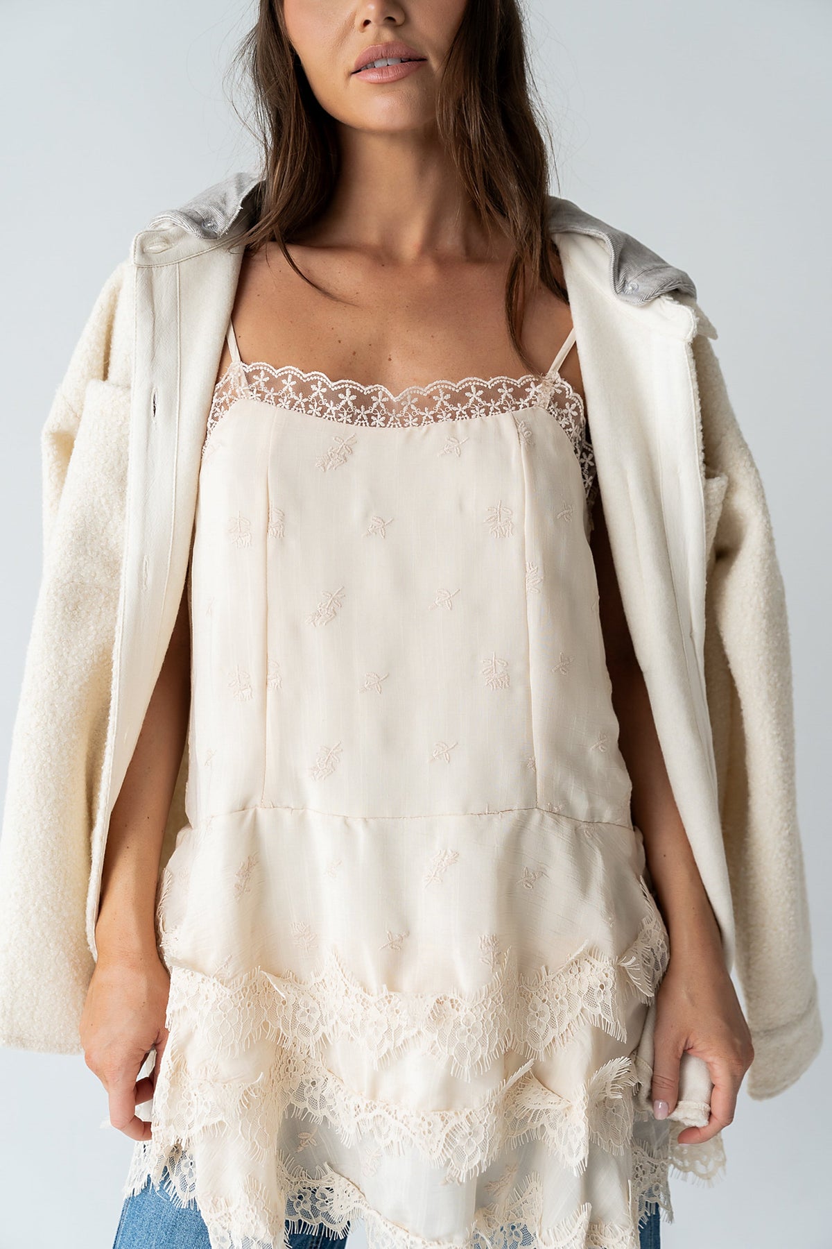 Lewis Lace Mini Dress in Cream - FINAL SALE