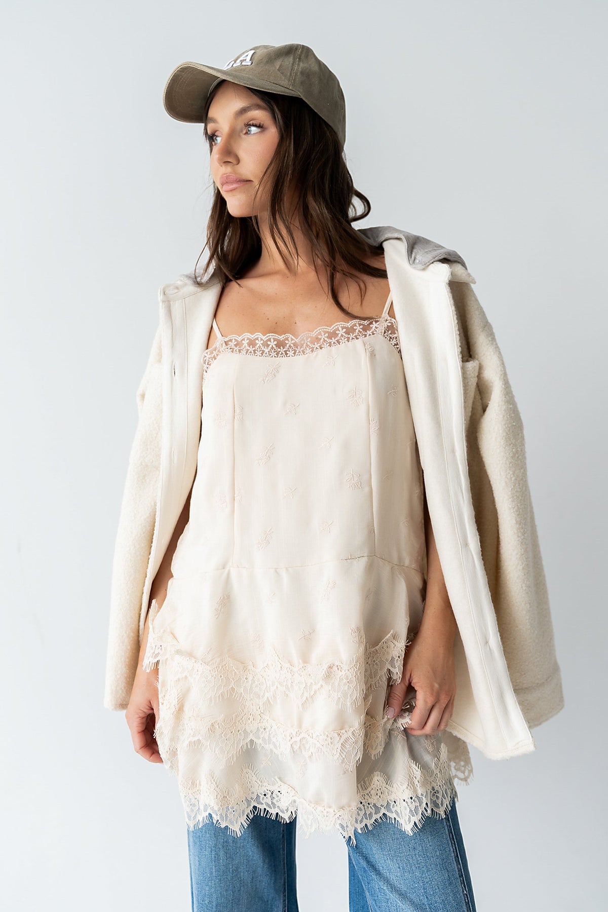 Lewis Lace Mini Dress in Cream - FINAL SALE