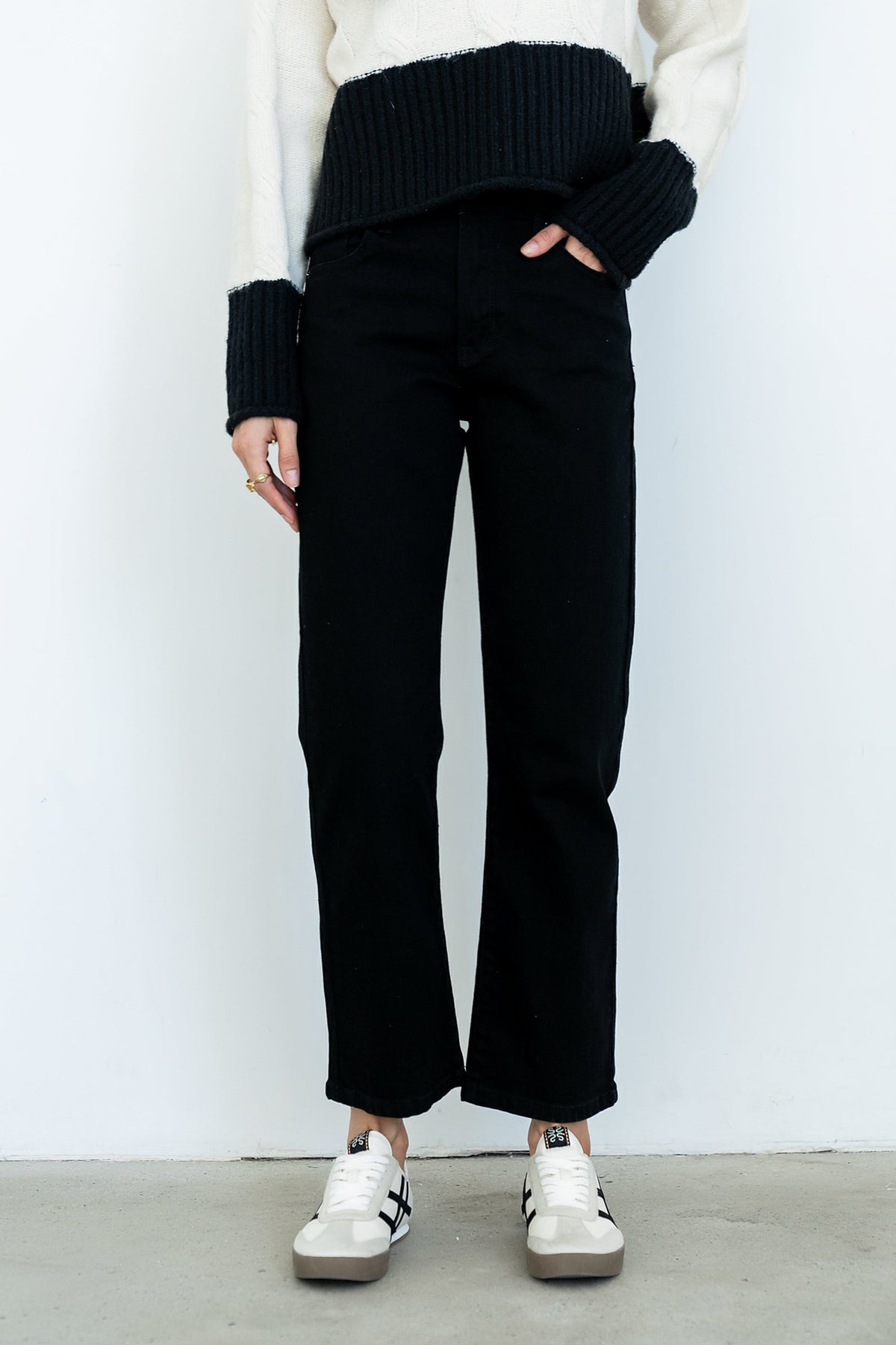 Reya Straight Leg Jeans in Washed Black - FINAL SALE
