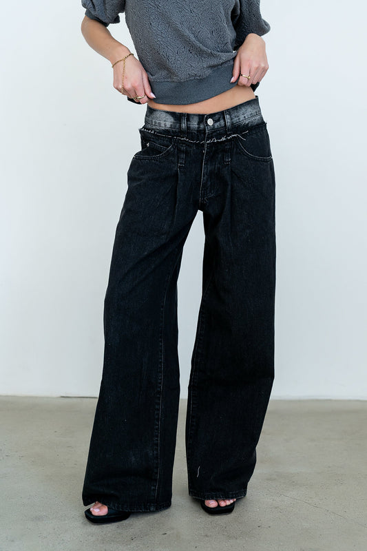 Arabella Wide Leg Jeans in Washed Black - FINAL SALE