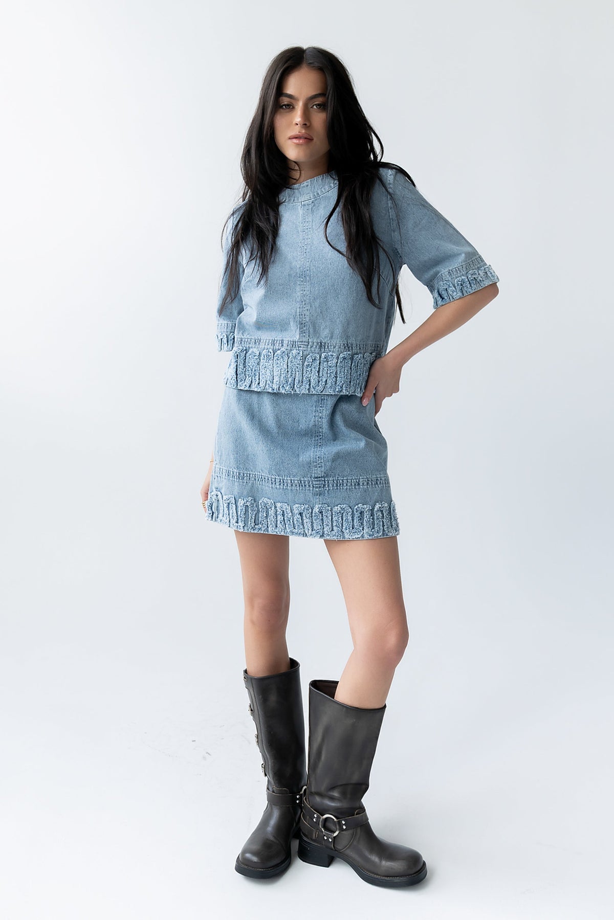 Jana Light Wash Denim Top - FINAL SALE