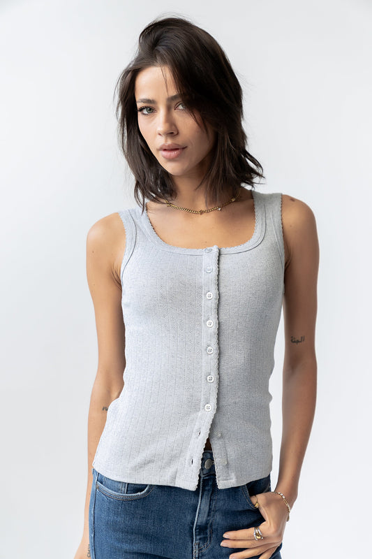 Apollo Knit Tank Top in Grey - FINAL SALE