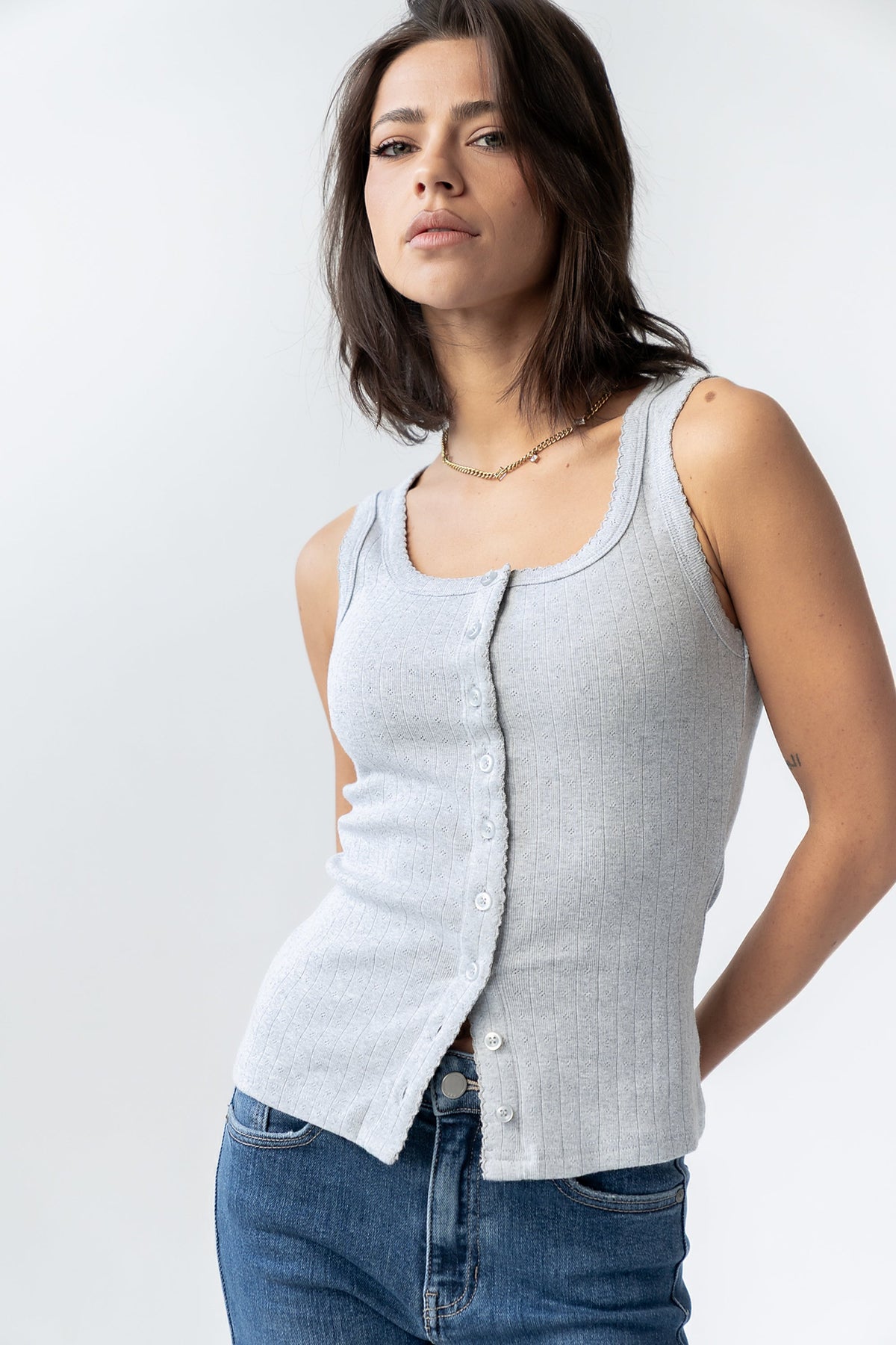 Apollo Knit Tank Top in Grey - FINAL SALE