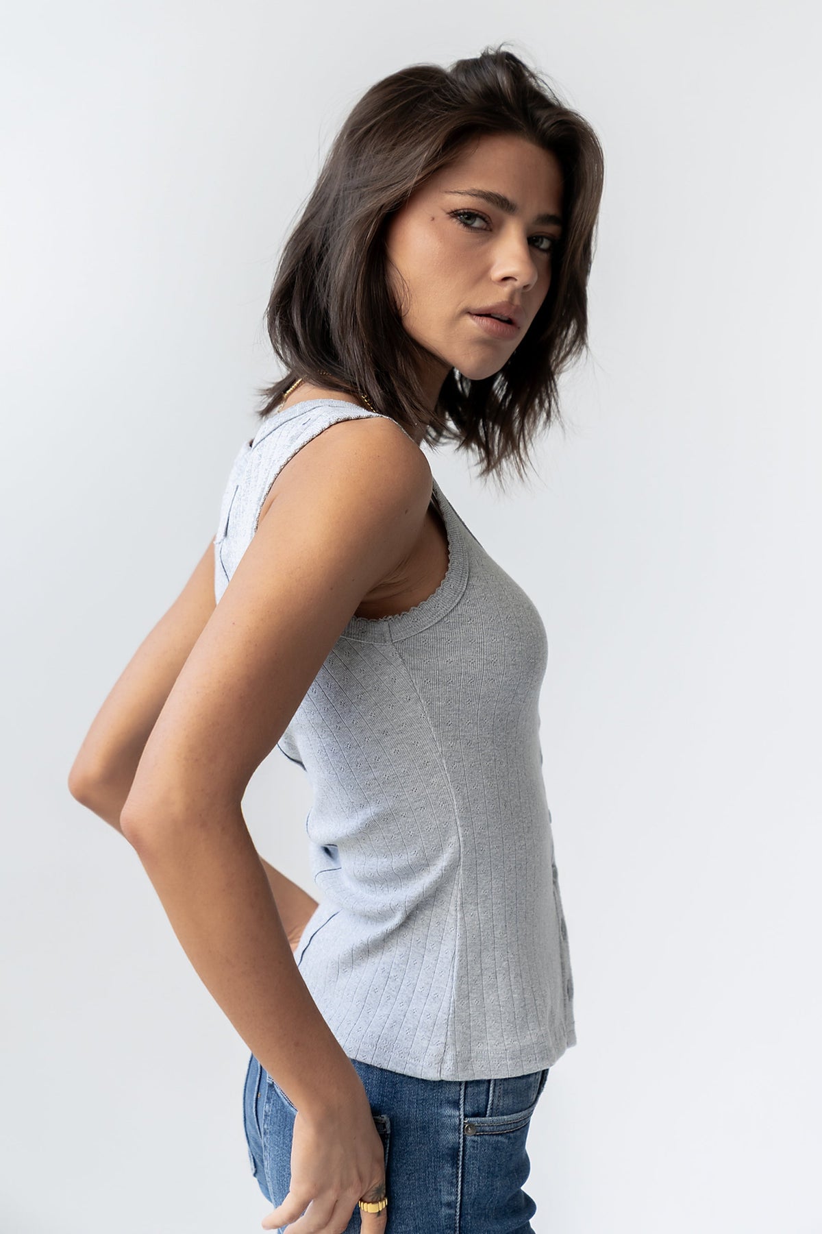 Apollo Knit Tank Top in Grey - FINAL SALE