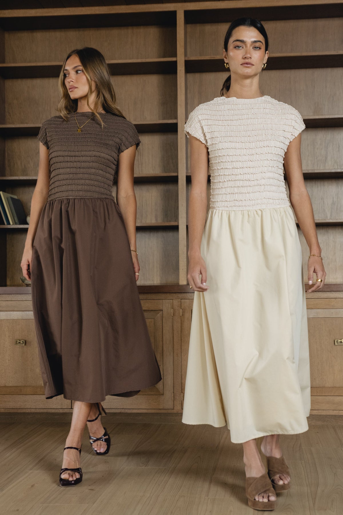 Lorie Mixed Media Maxi Dress in Natural - FINAL SALE