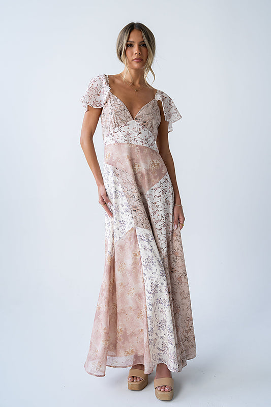 Zola Patchwork Maxi Dress in Ivory - FINAL SALE