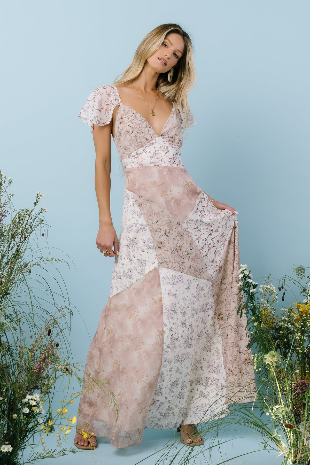 Zola Patchwork Maxi Dress in Ivory - FINAL SALE