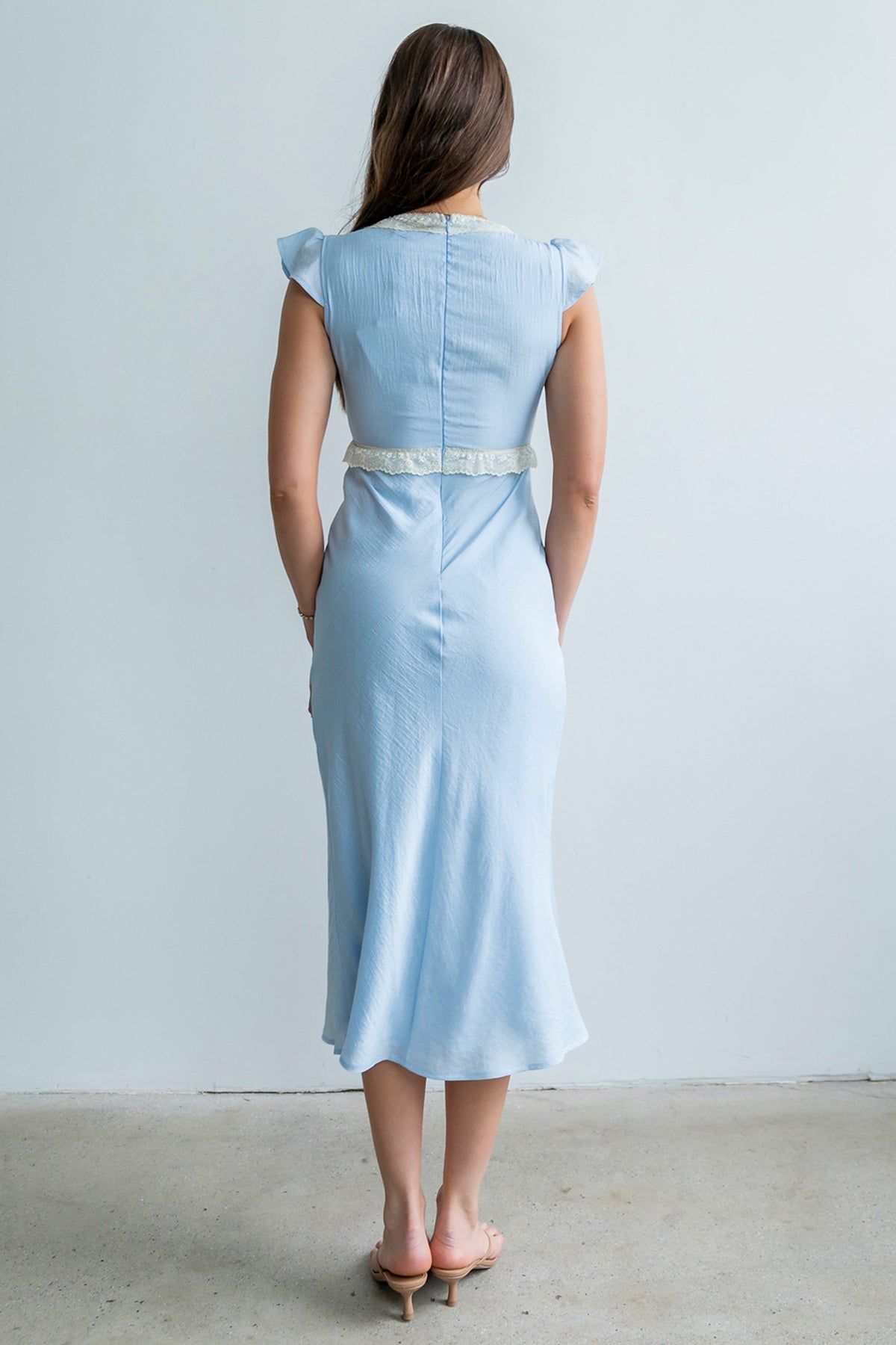 Jessica Lace Trim Maxi Dress in Blue - FINAL SALE