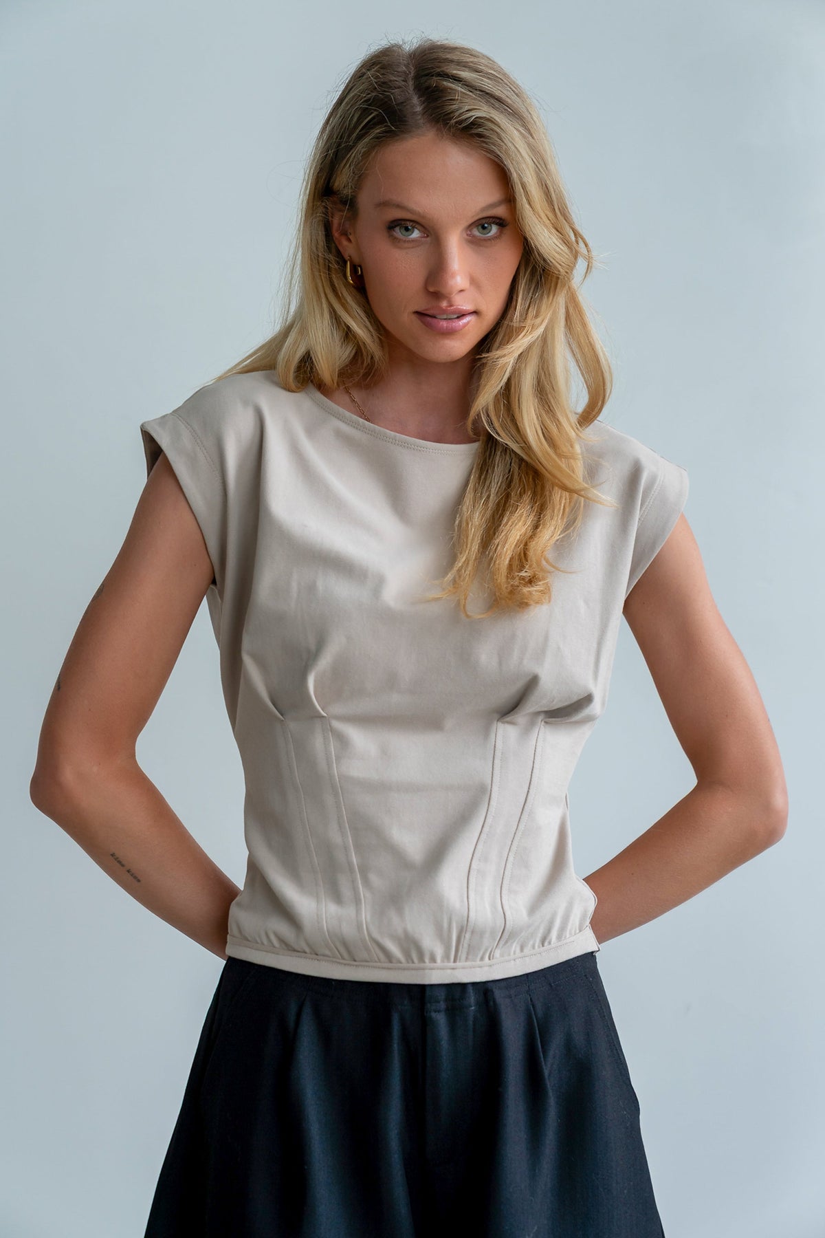 Tam Pleated Top in Taupe - FINAL SALE