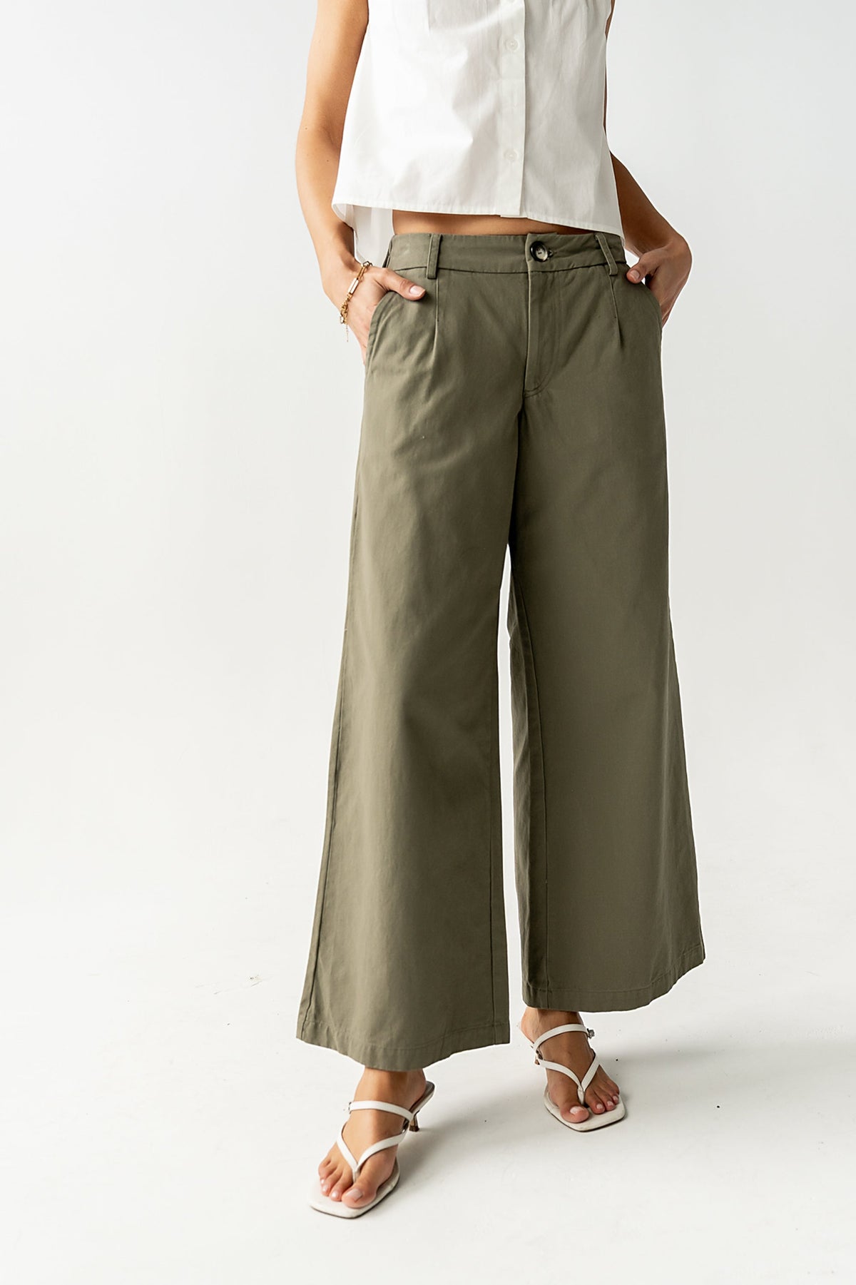 Jannah Wide Leg Pants in Olive - FINAL SALE