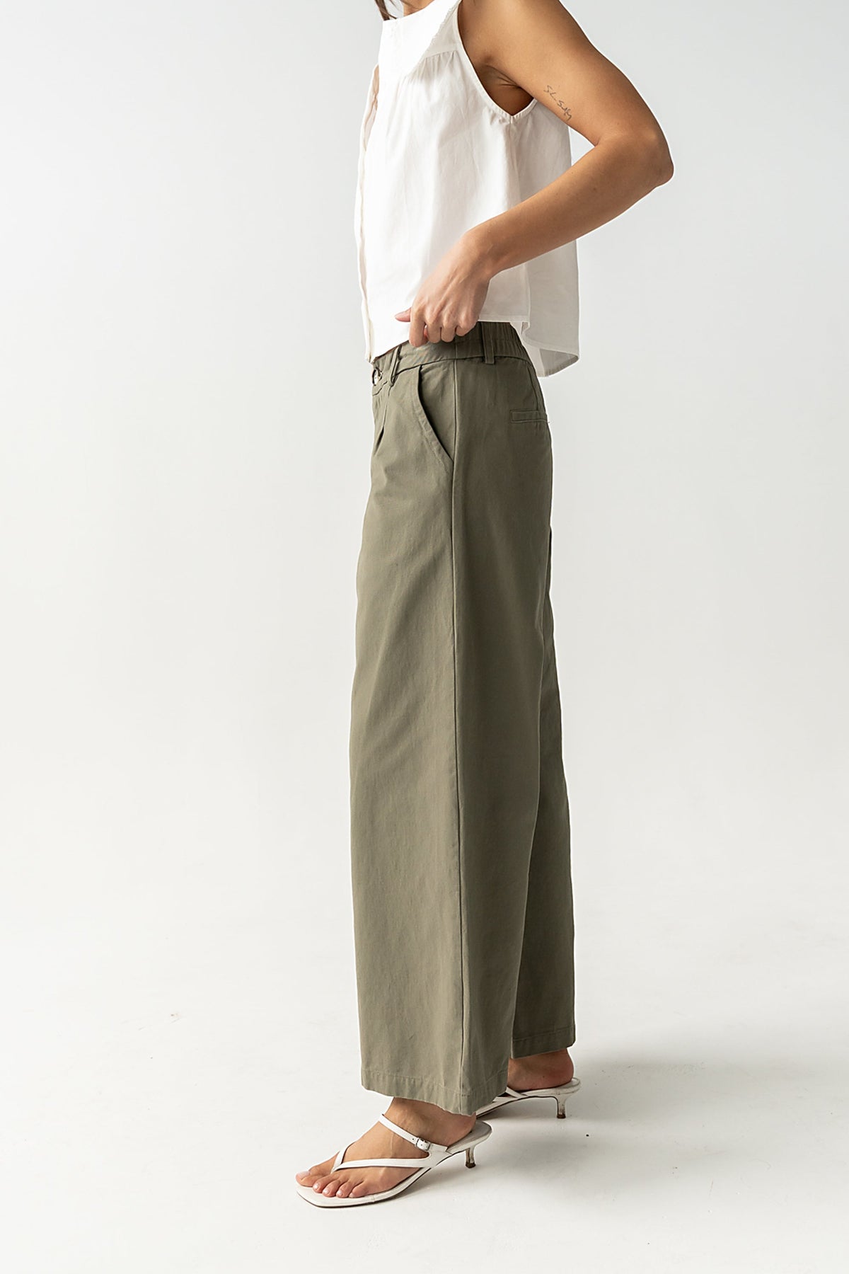 Jannah Wide Leg Pants in Olive - FINAL SALE