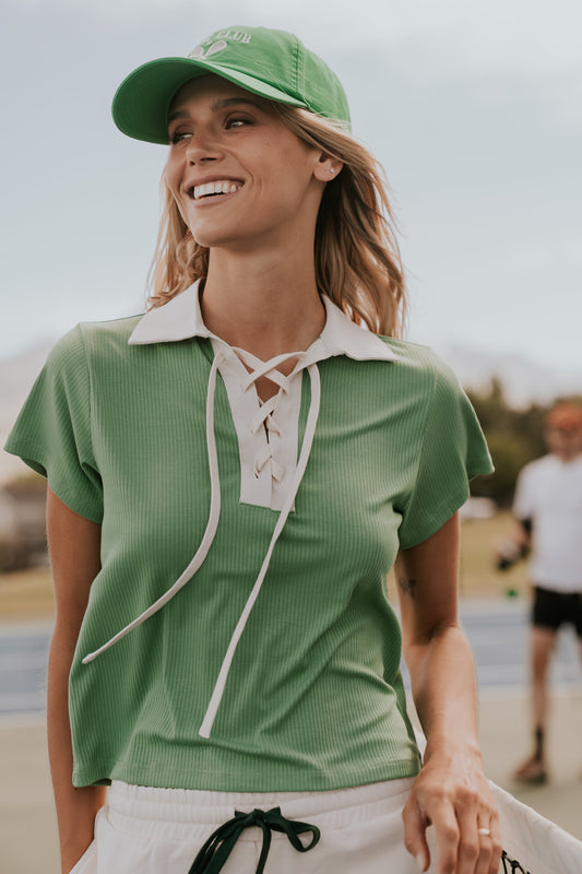 Maddison Collared Top in Green - FINAL SALE