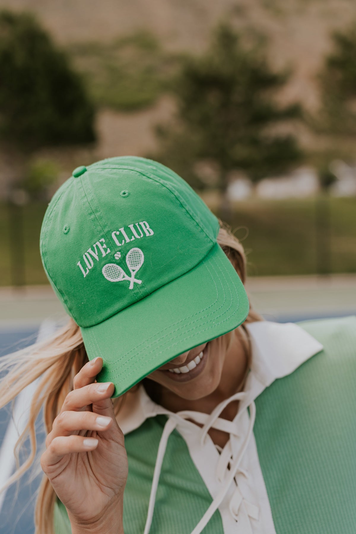Love Club Baseball Cap in Green - FINAL SALE