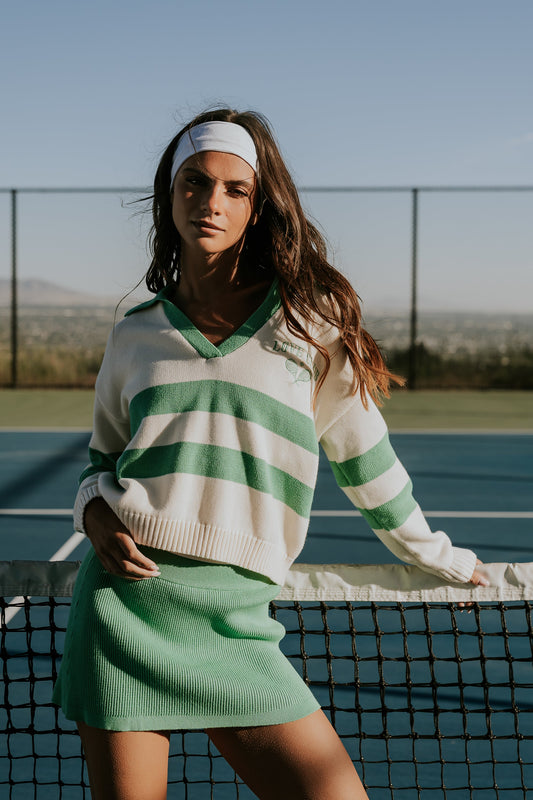 Rosie Polo Sweater in White - FINAL SALE