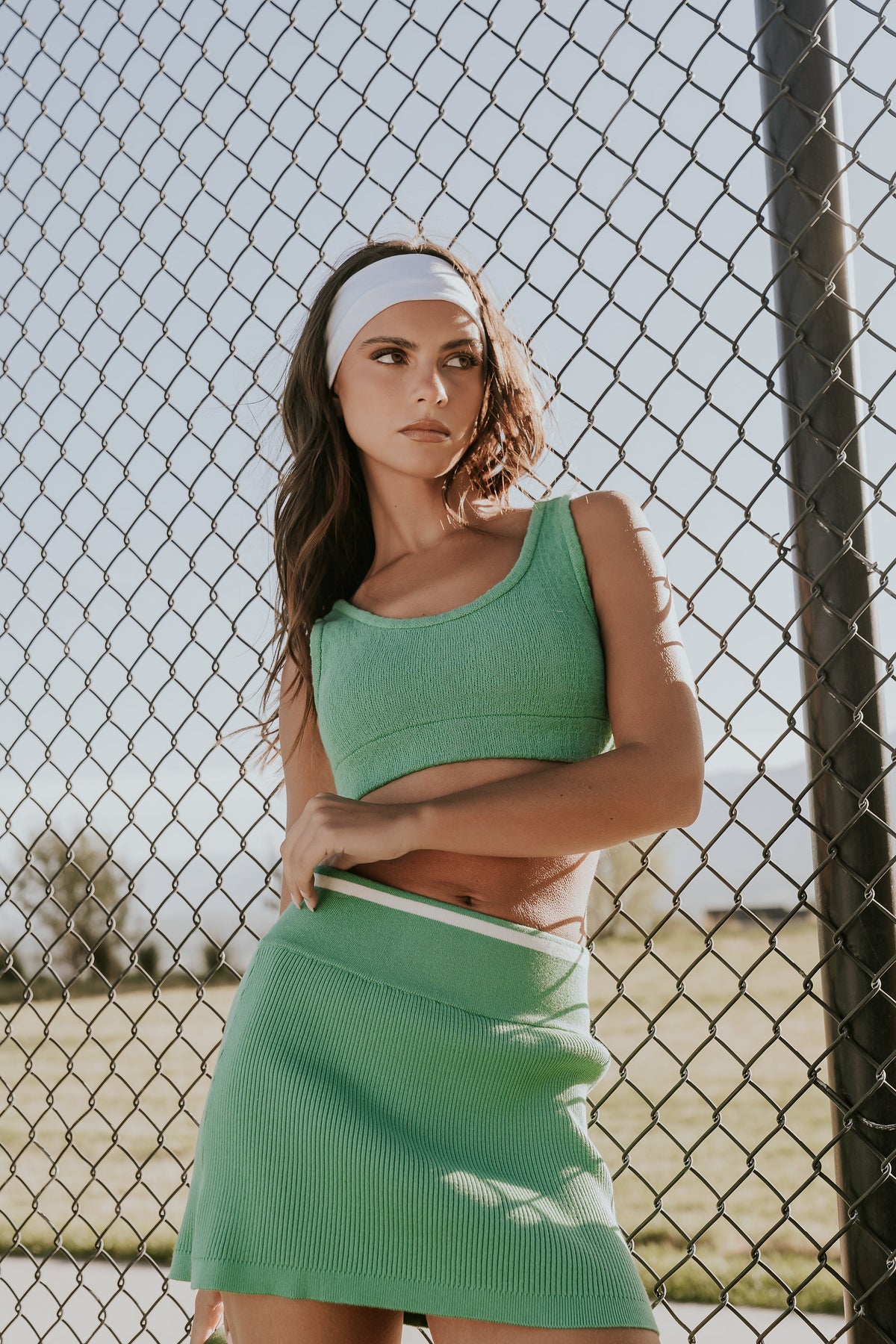Julian Cropped Tank in Green - FINAL SALE