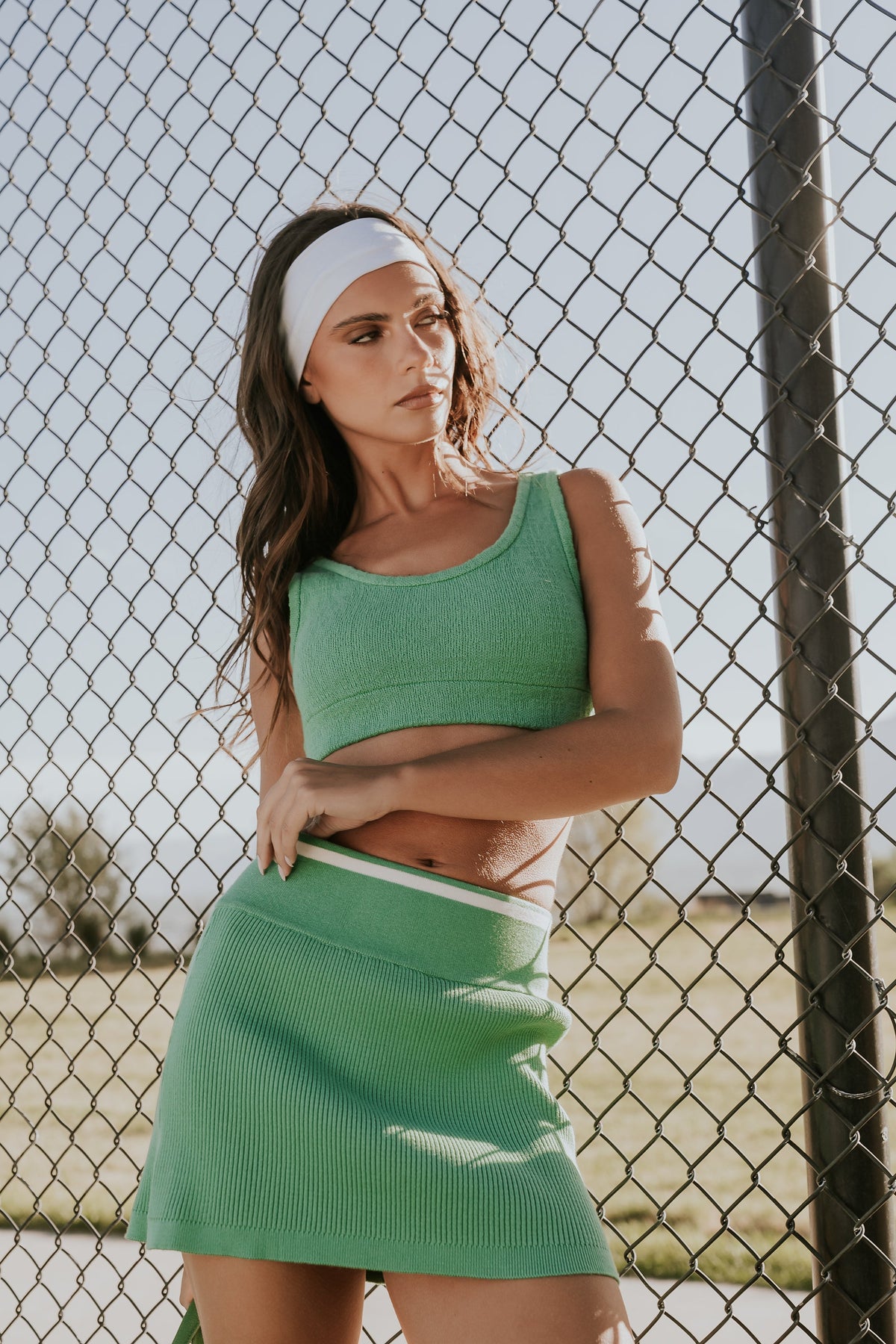 Rosie Ribbed Mini Skirt in Green - FINAL SALE