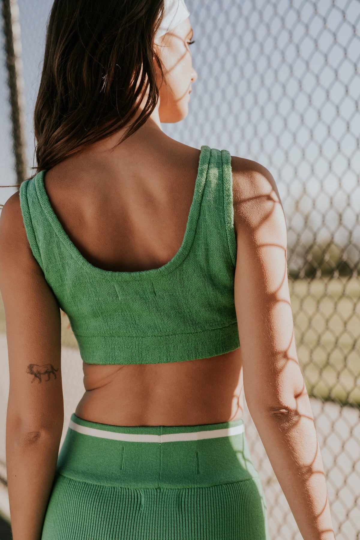 Julian Cropped Tank in Green - FINAL SALE