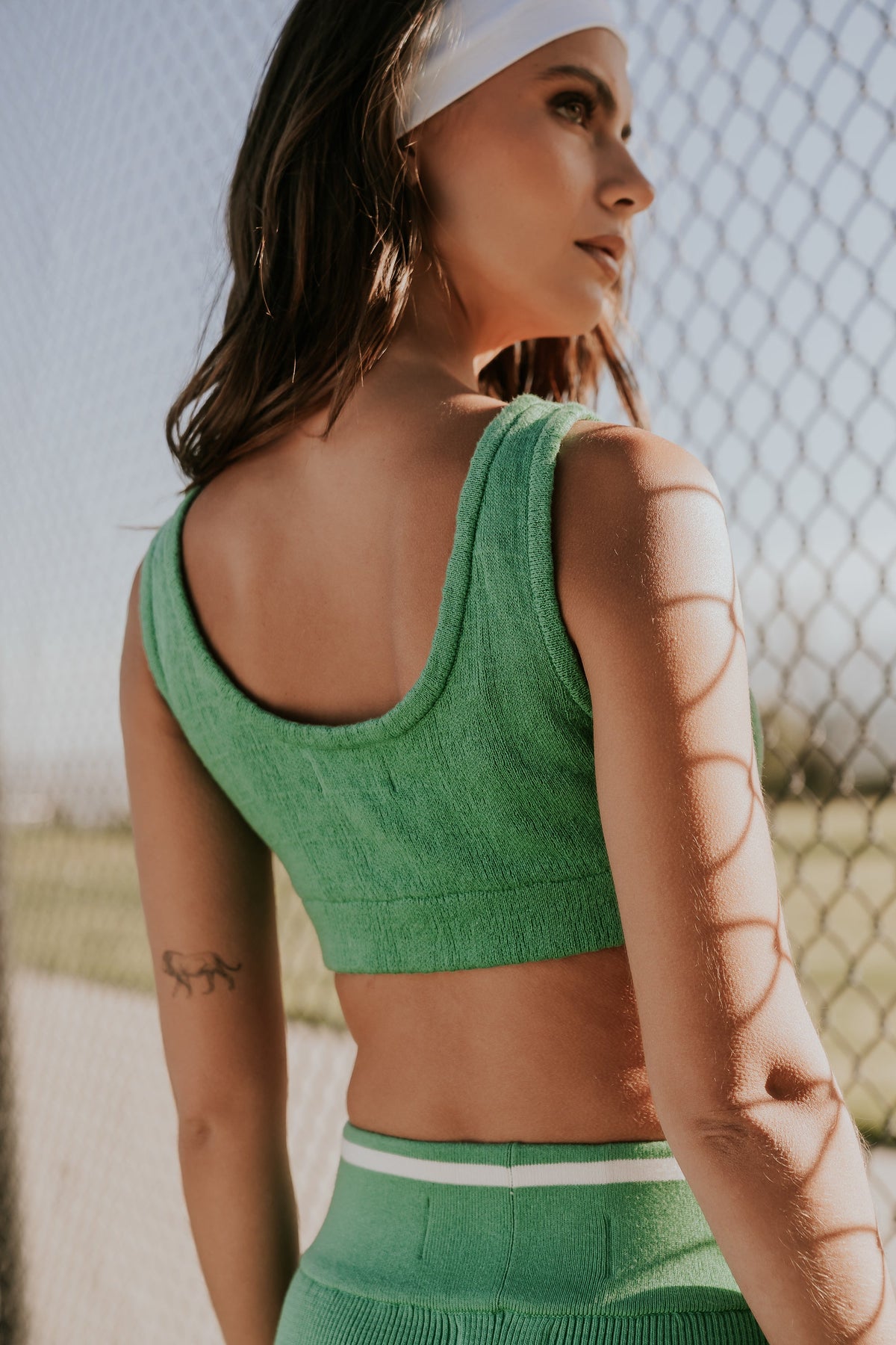 Julian Cropped Tank in Green - FINAL SALE