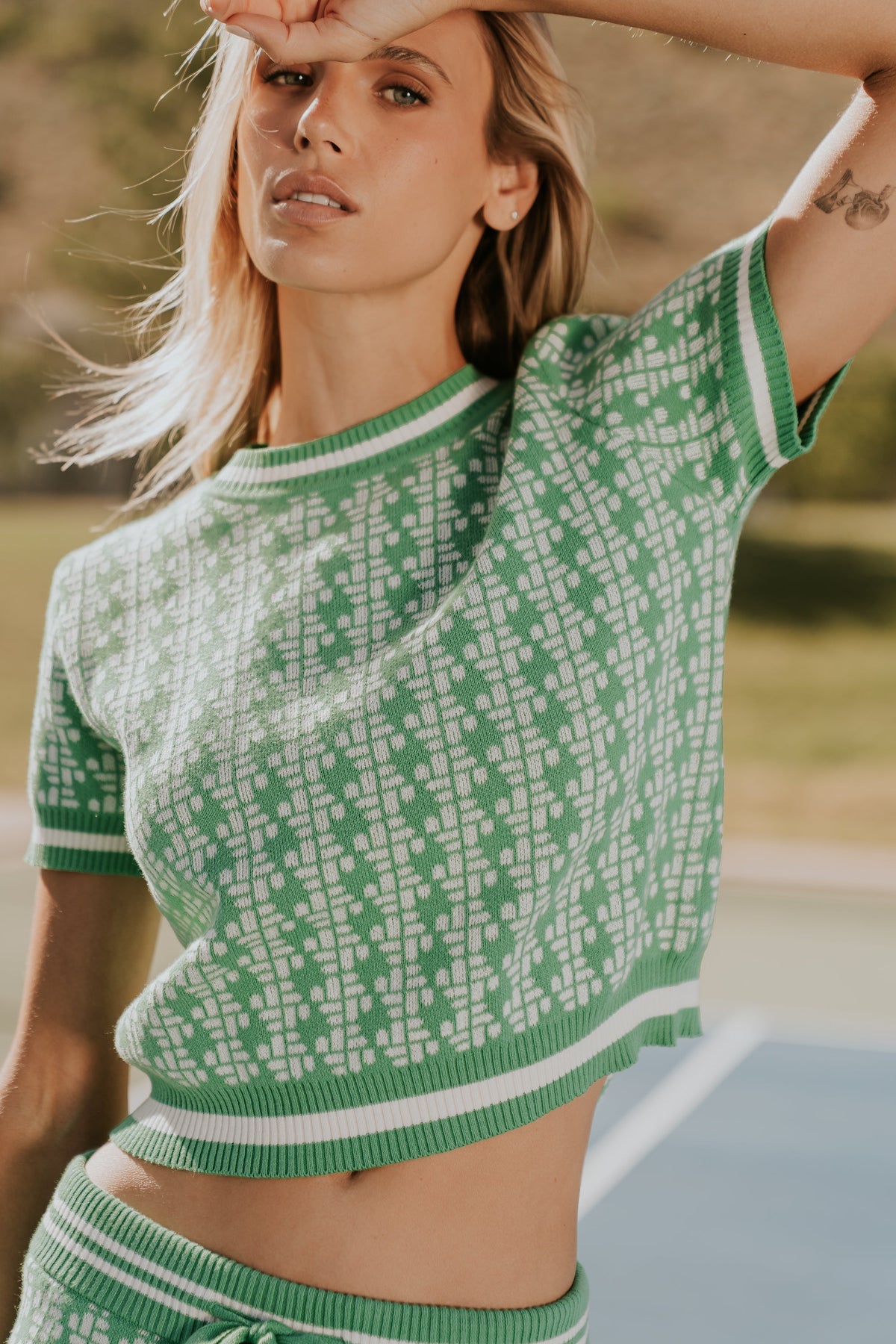 Korrey Abstract Sweater in Green - FINAL SALE