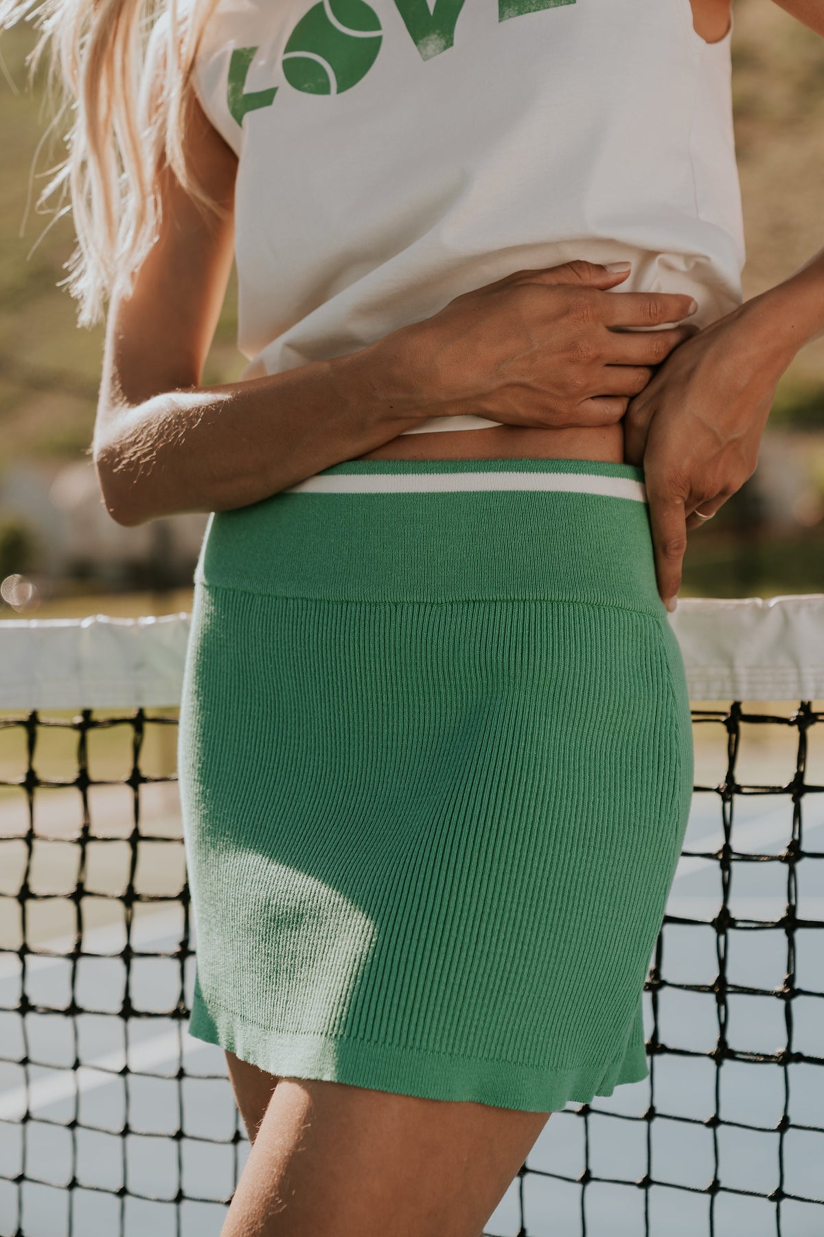 Rosie Ribbed Mini Skirt in Green - FINAL SALE