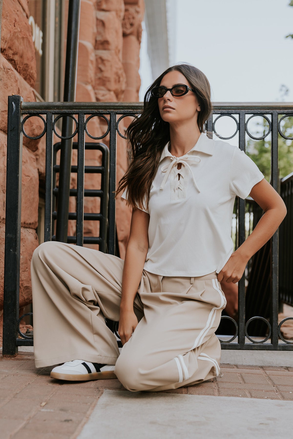 Maddison Collared Top in White - FINAL SALE