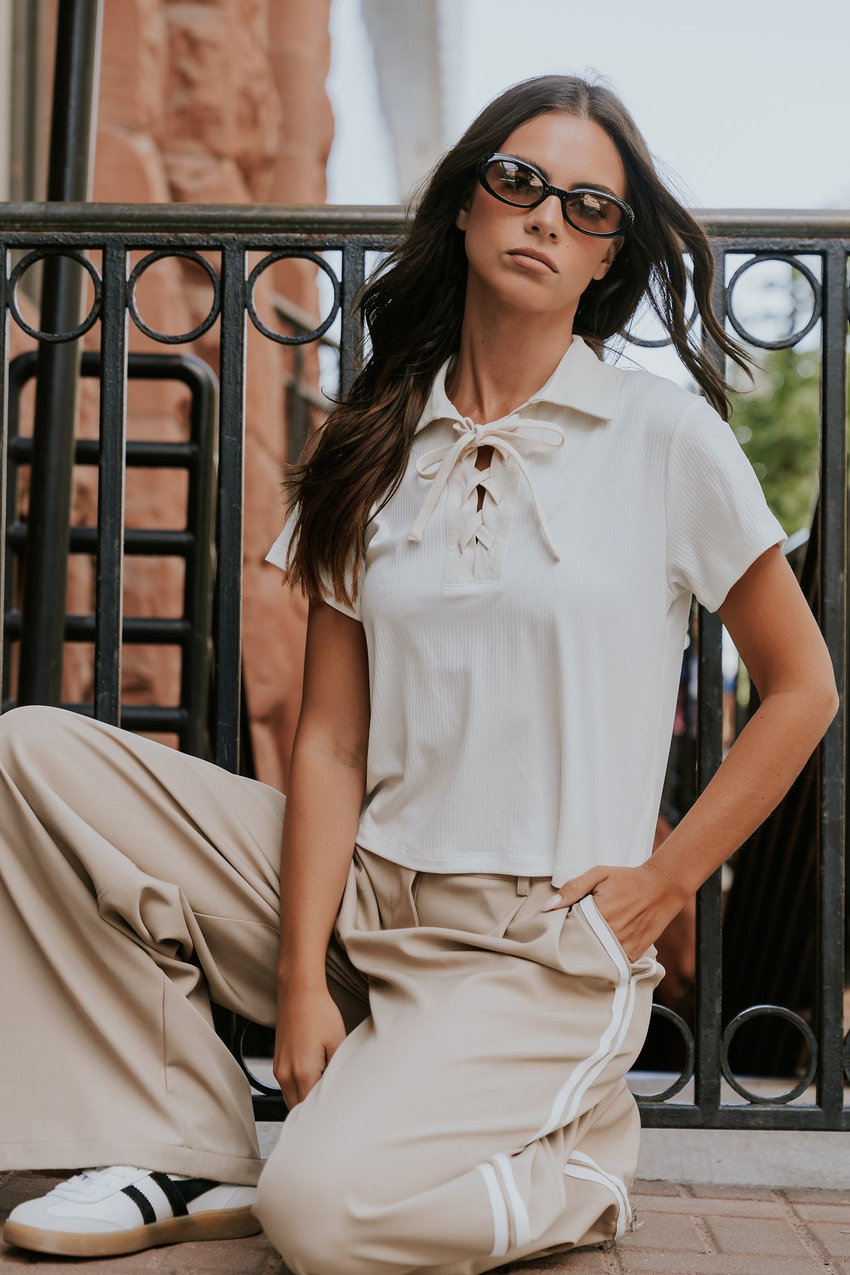 Maddison Collared Top in White - FINAL SALE