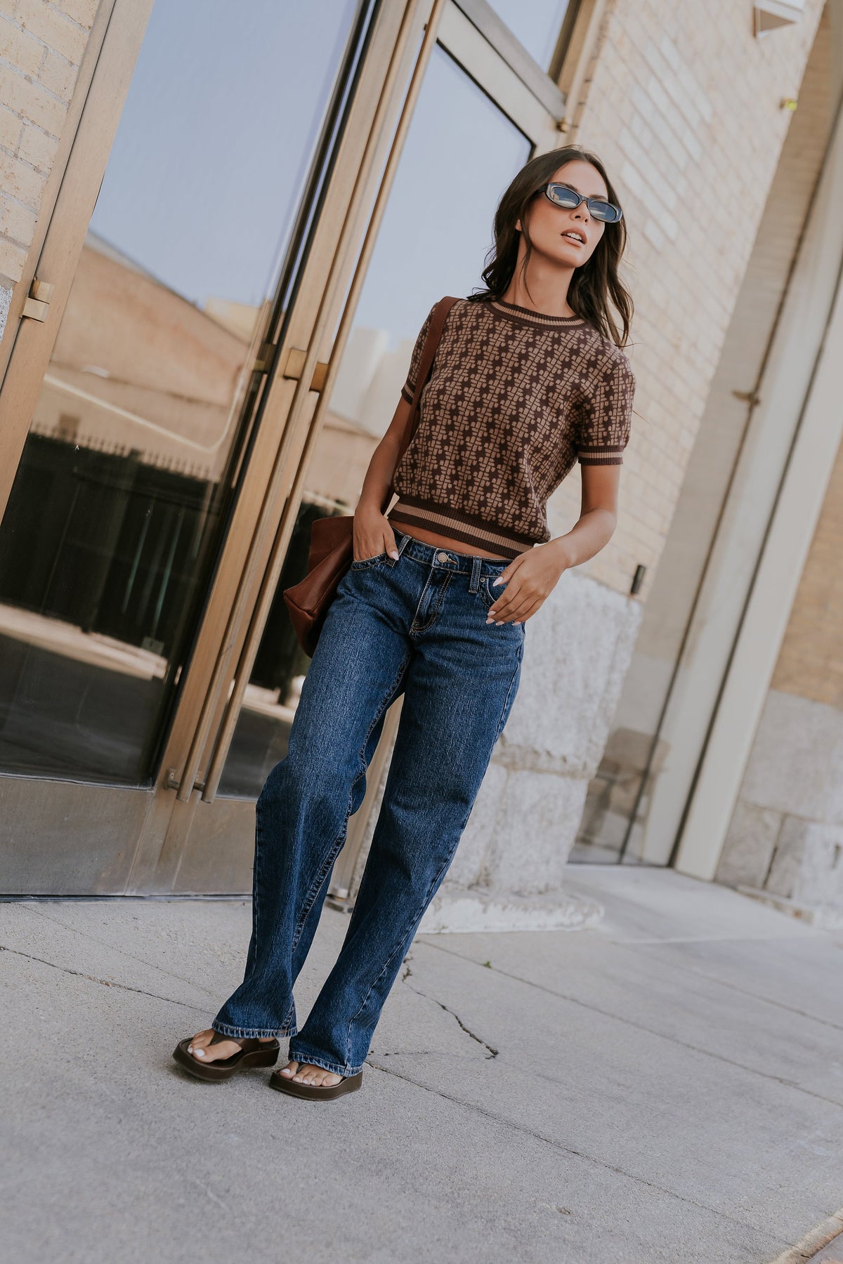 Korrey Abstract Sweater in Brown - FINAL SALE