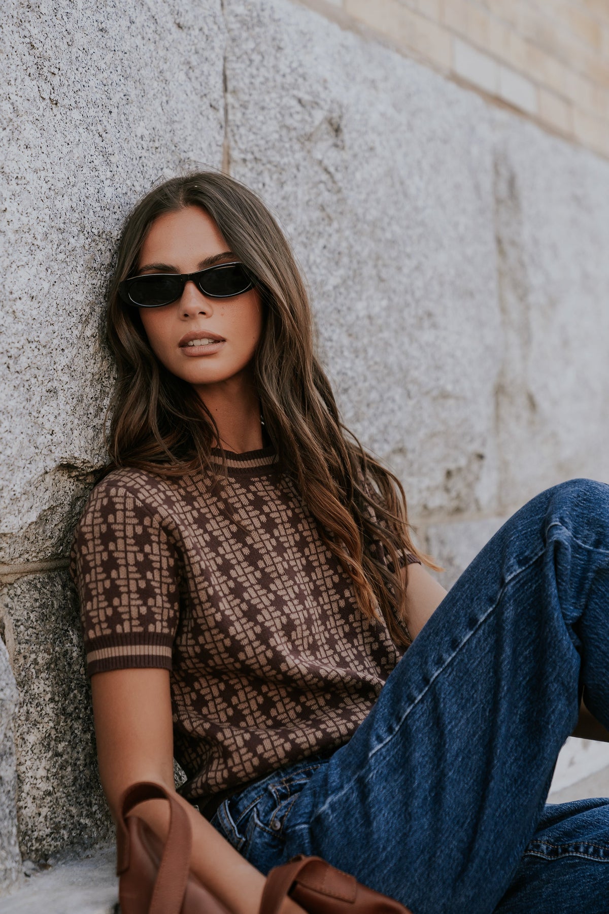 Korrey Abstract Sweater in Brown - FINAL SALE
